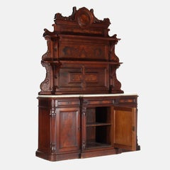 Antique Berkey & Gay Renaissance Revival Walnut, Burl & Marble Sideboard c1890