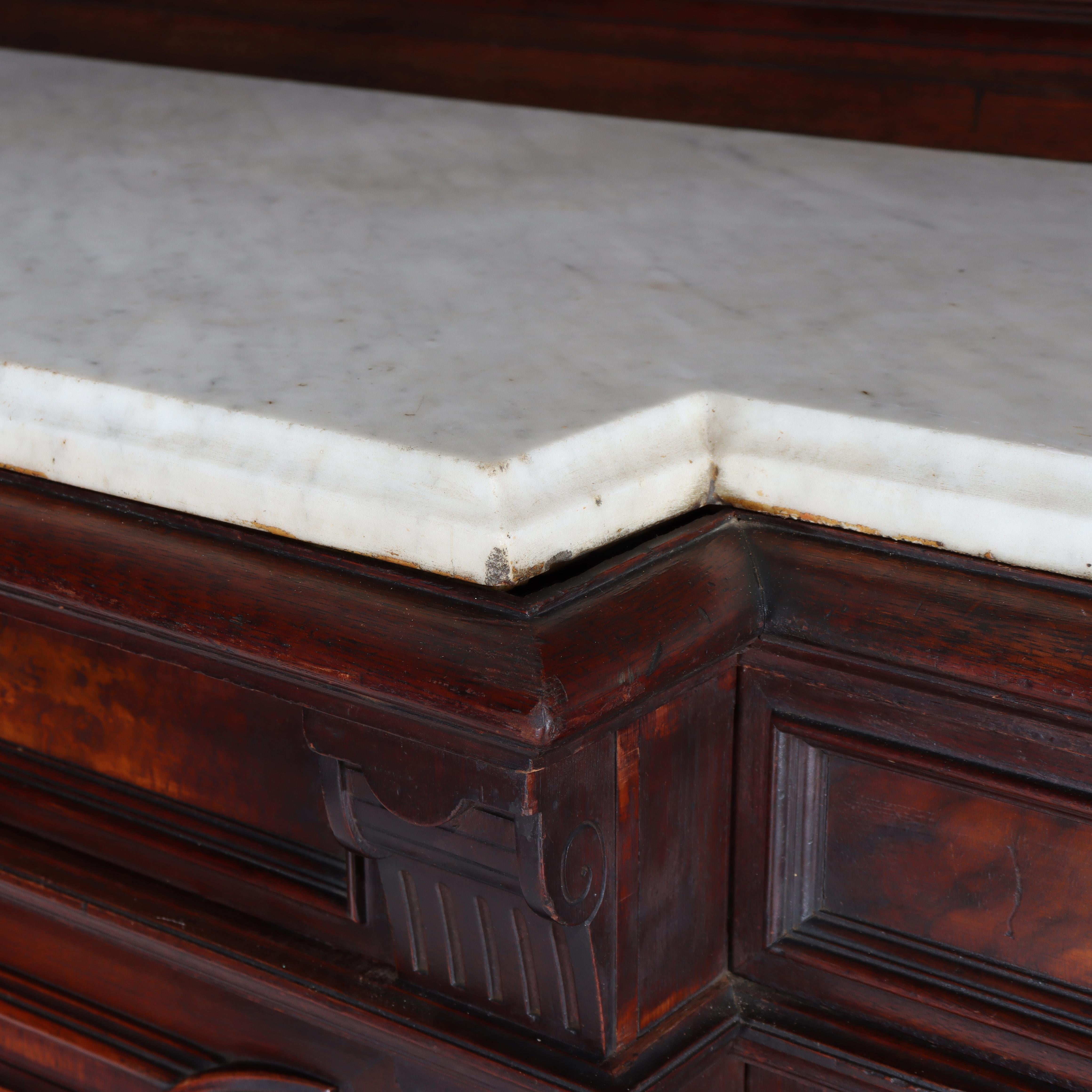 Antike Berkey & Gay Renaissance-Revival-Anrichte aus Nussbaum, Wurzelholz und Marmor um 1890 im Angebot 4