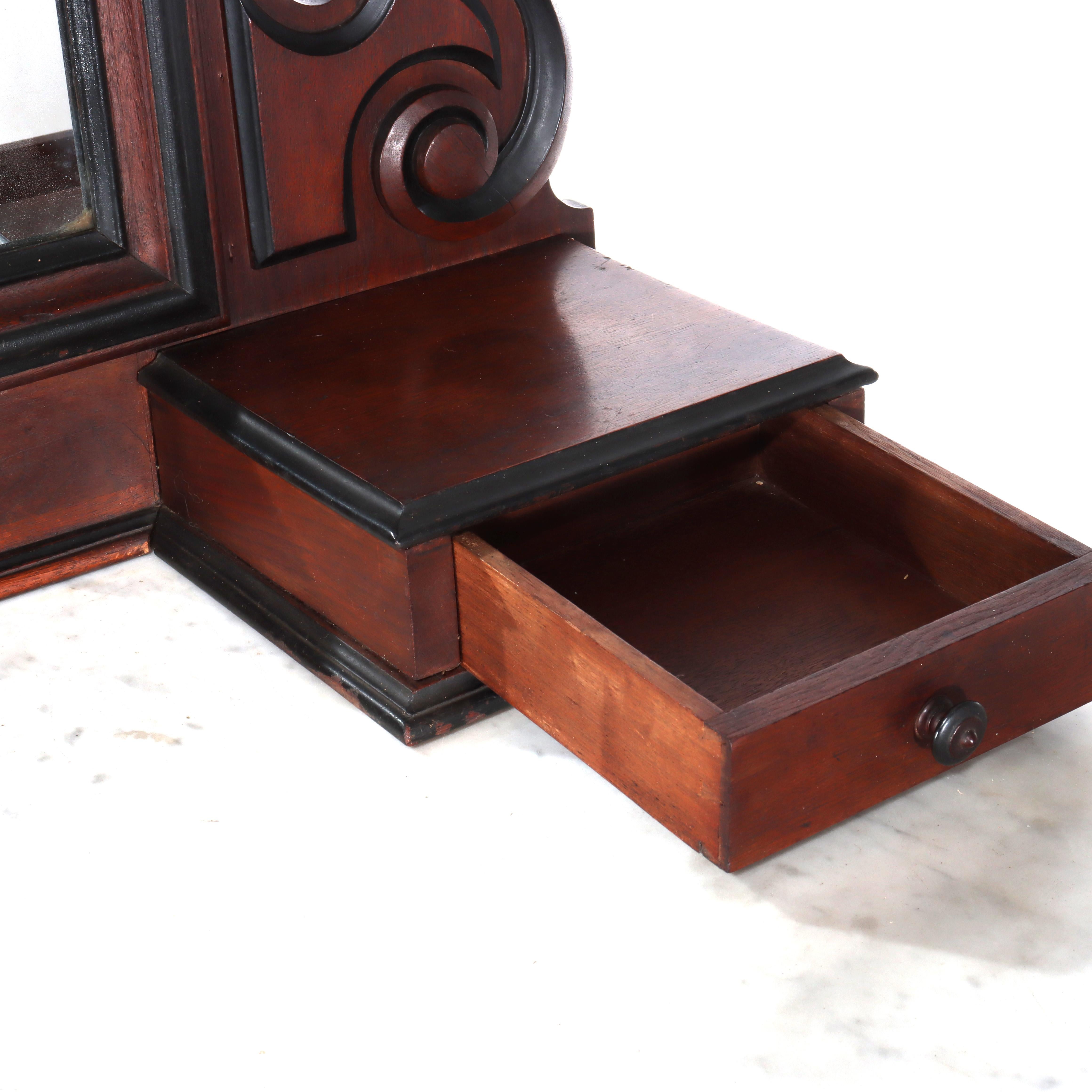 Antique Berkey & Gay School Victorian Walnut & Marble Dresser With Ebonized Trim in vendita 2