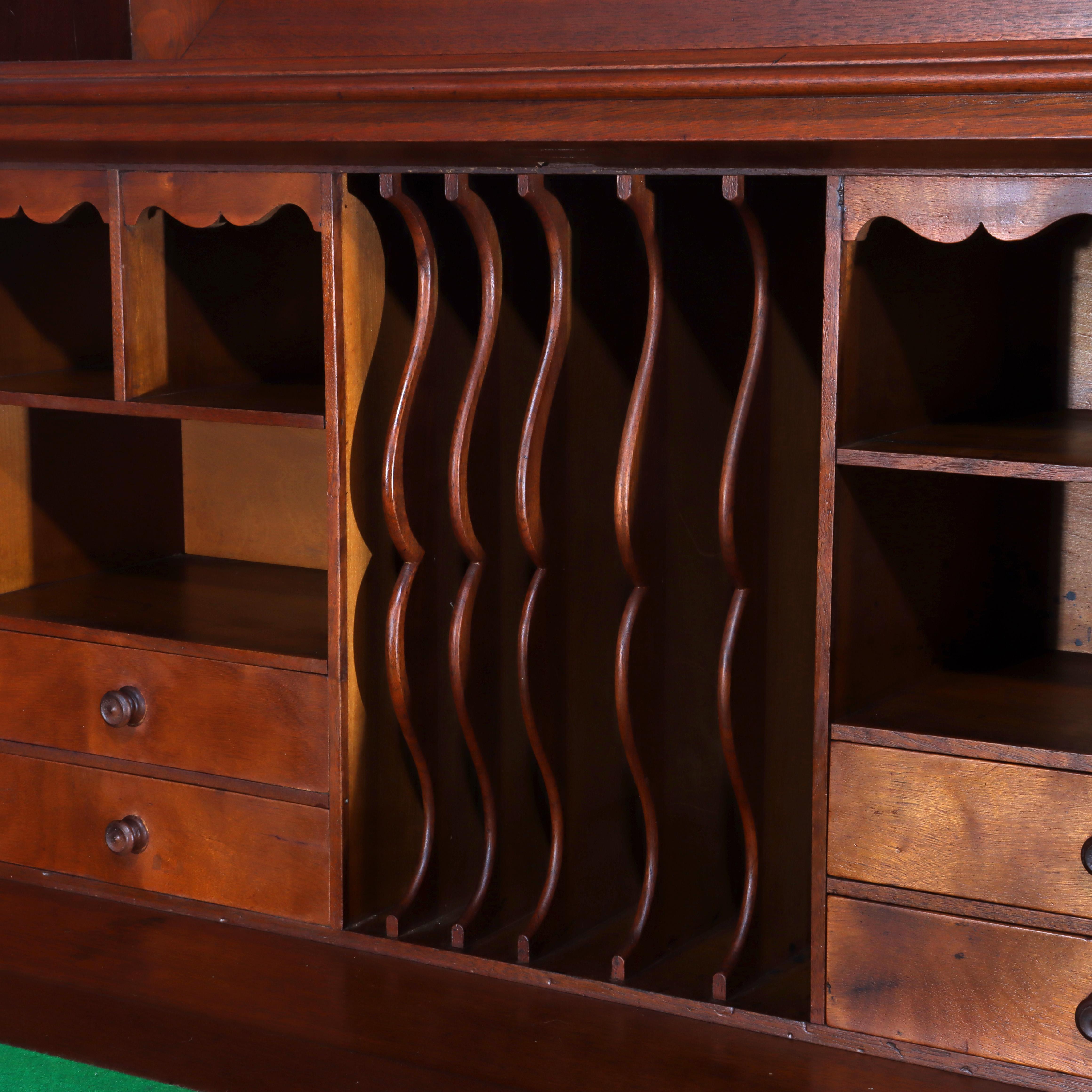 Antique Berkey & Gay Walnut & Burl Plantation Drop Front Desk c1890 im Angebot 8