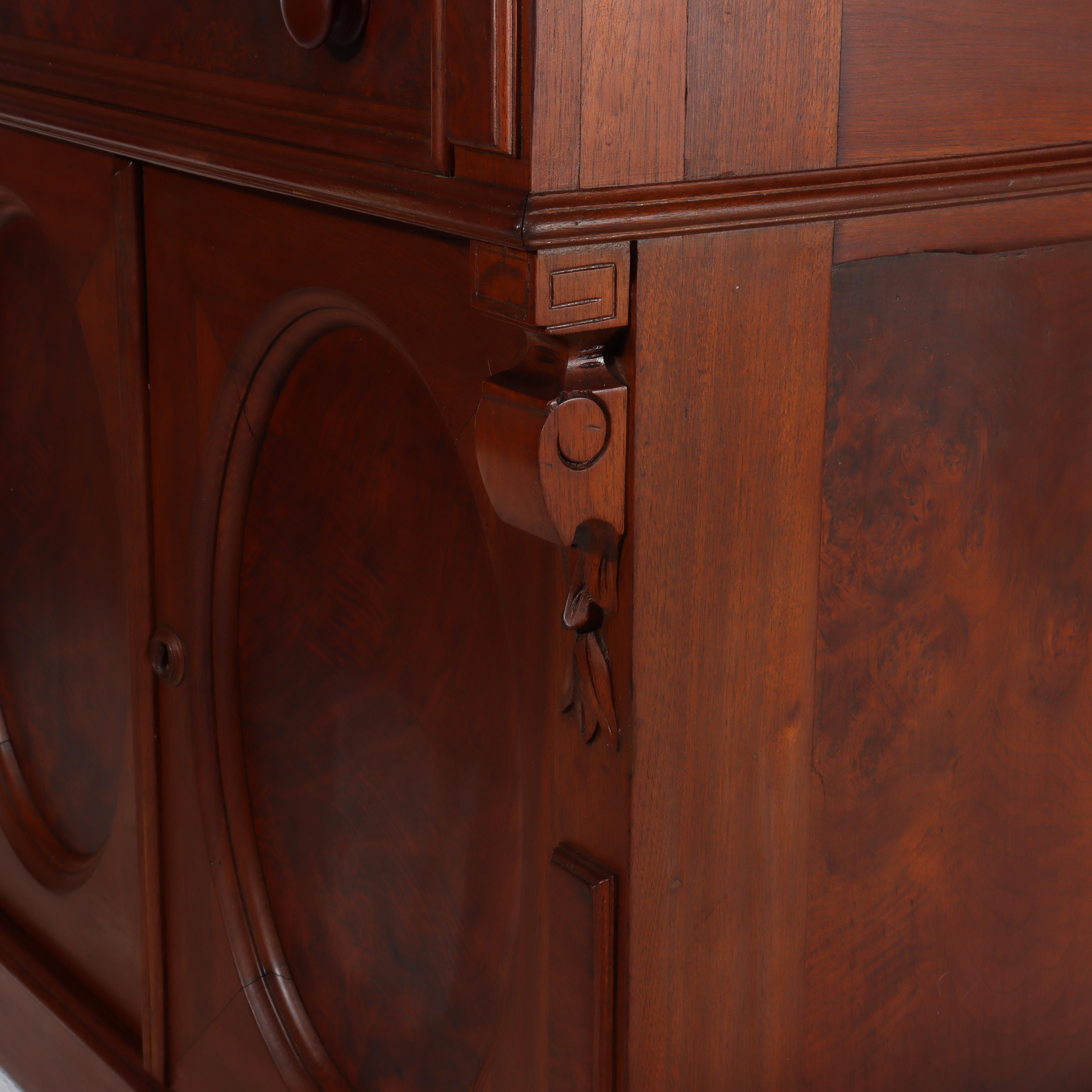 Antique Berkey & Gay Walnut & Burl Plantation Drop Front Desk c1890 im Angebot 11