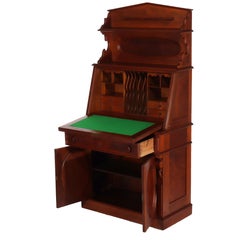 Antique Berkey & Gay Walnut & Burl Plantation Drop Front Desk c1890