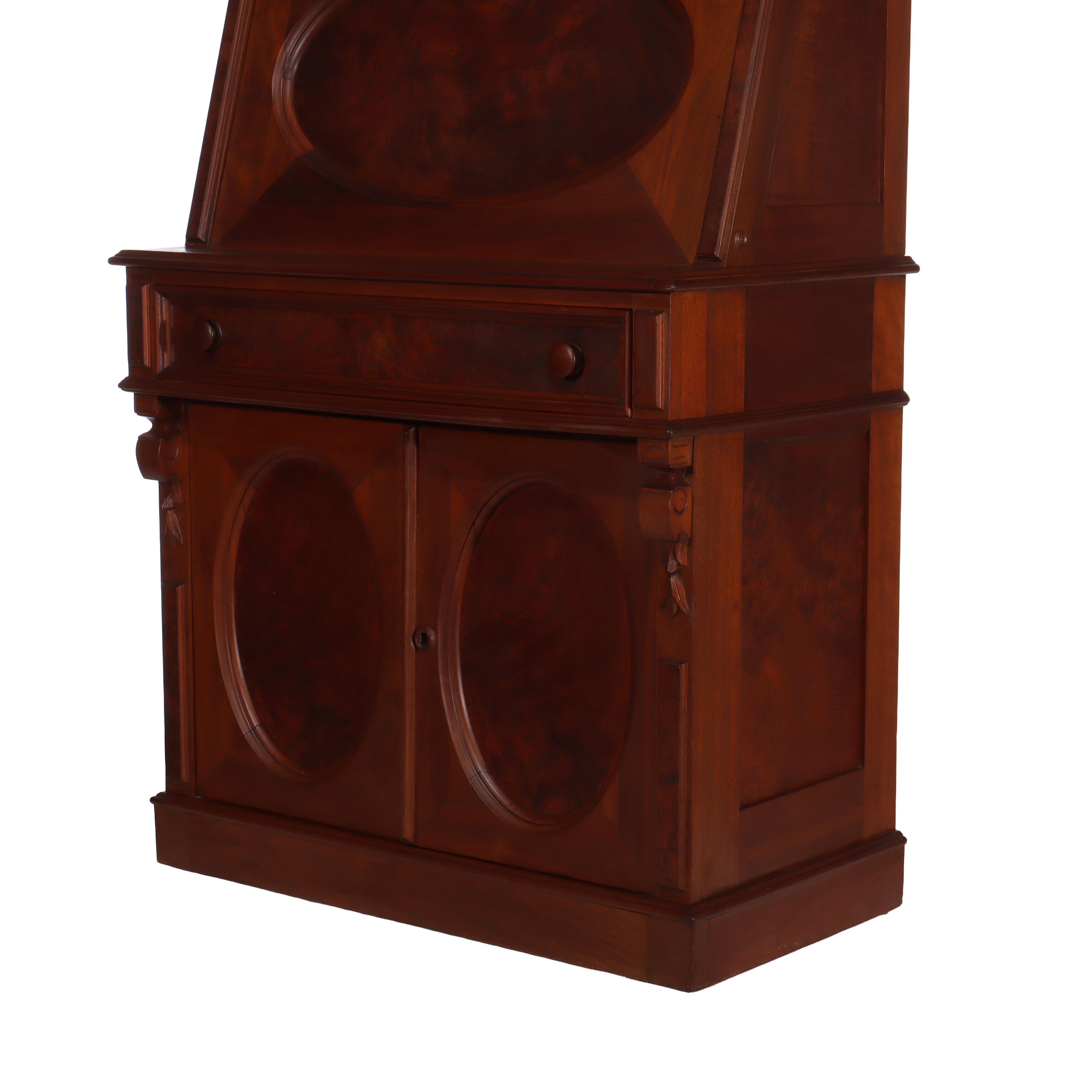 Antique Berkey & Gay Walnut & Burl Plantation Drop Front Desk c1890 im Zustand „Gut“ im Angebot in Big Flats, NY