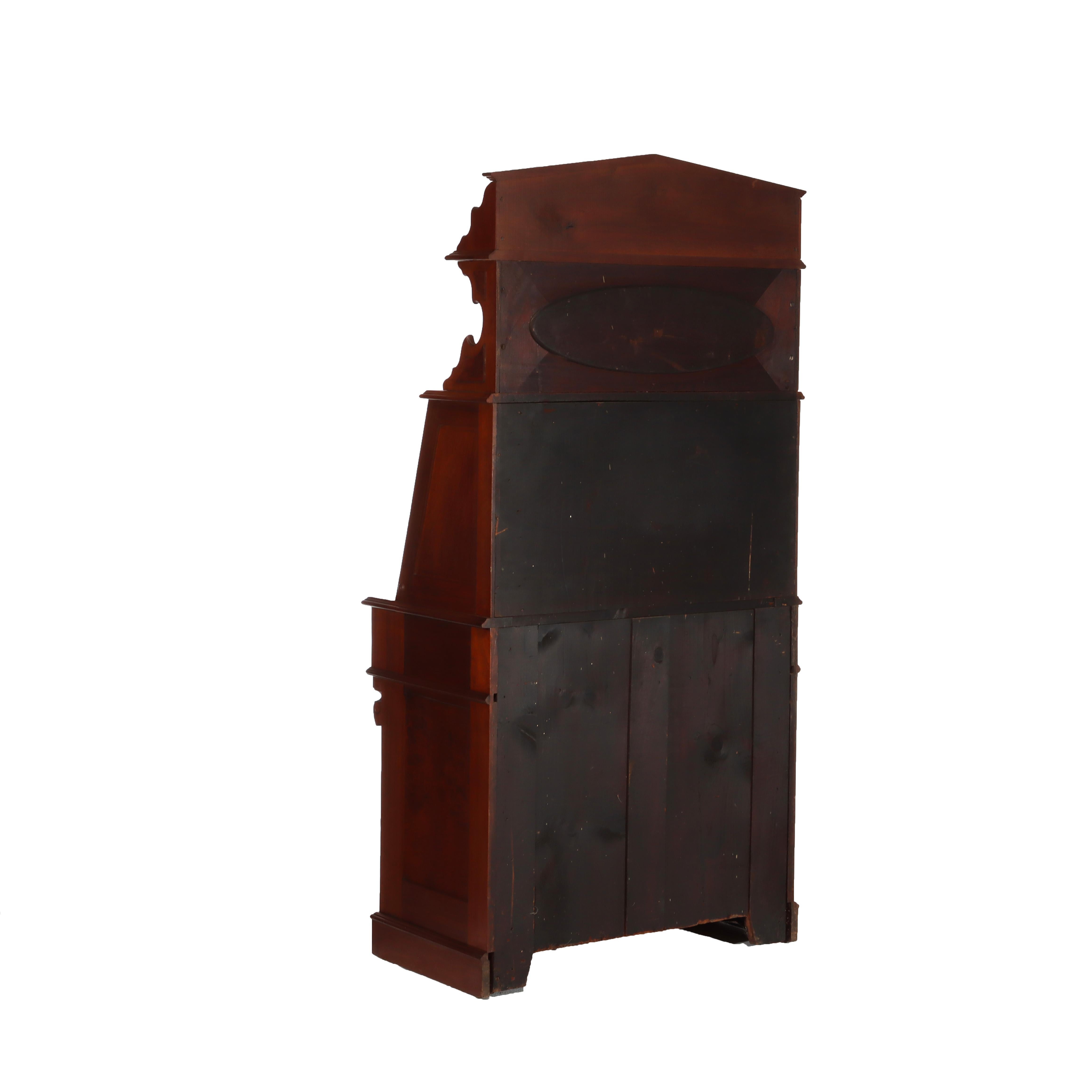 Antique Berkey & Gay Walnut & Burl Plantation Drop Front Desk c1890 im Angebot 4