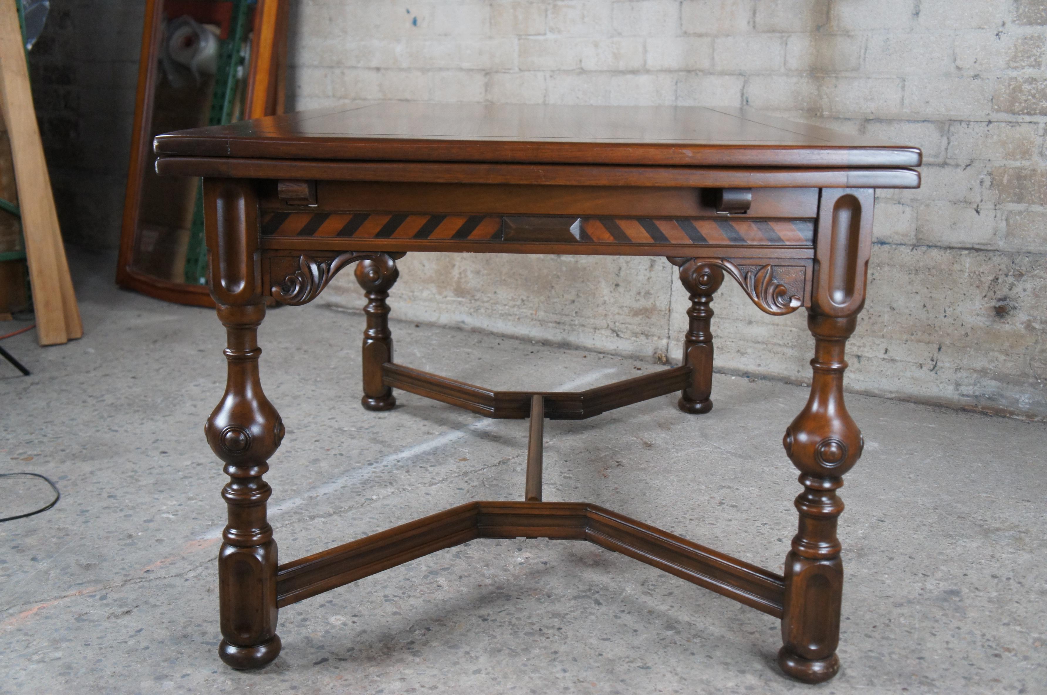 Antique Berkey Gay William & Mary Draw Leaf Refectory Dining Table Jacobean 6