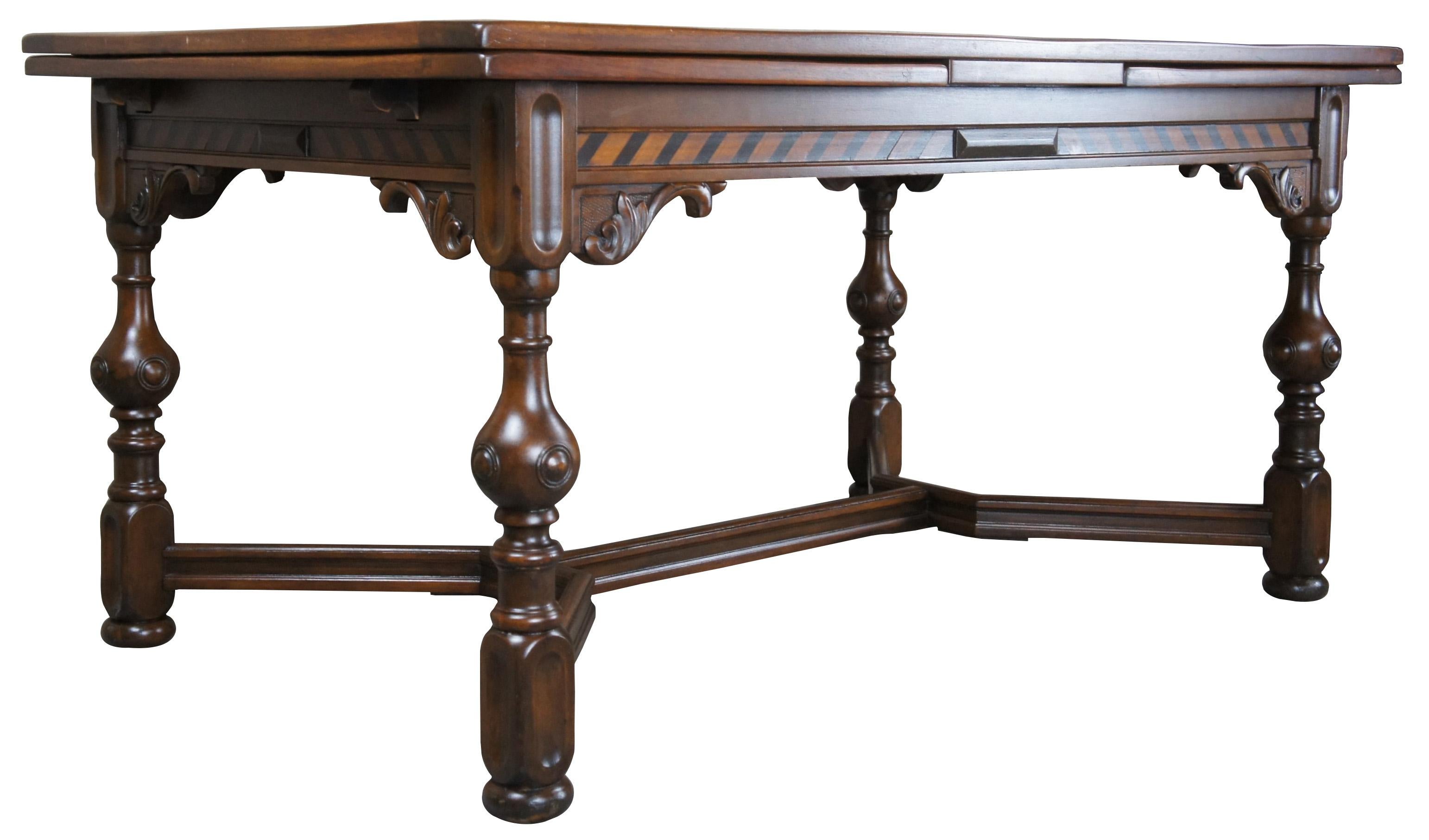 William and Mary Antique Berkey Gay William & Mary Draw Leaf Refectory Dining Table Jacobean