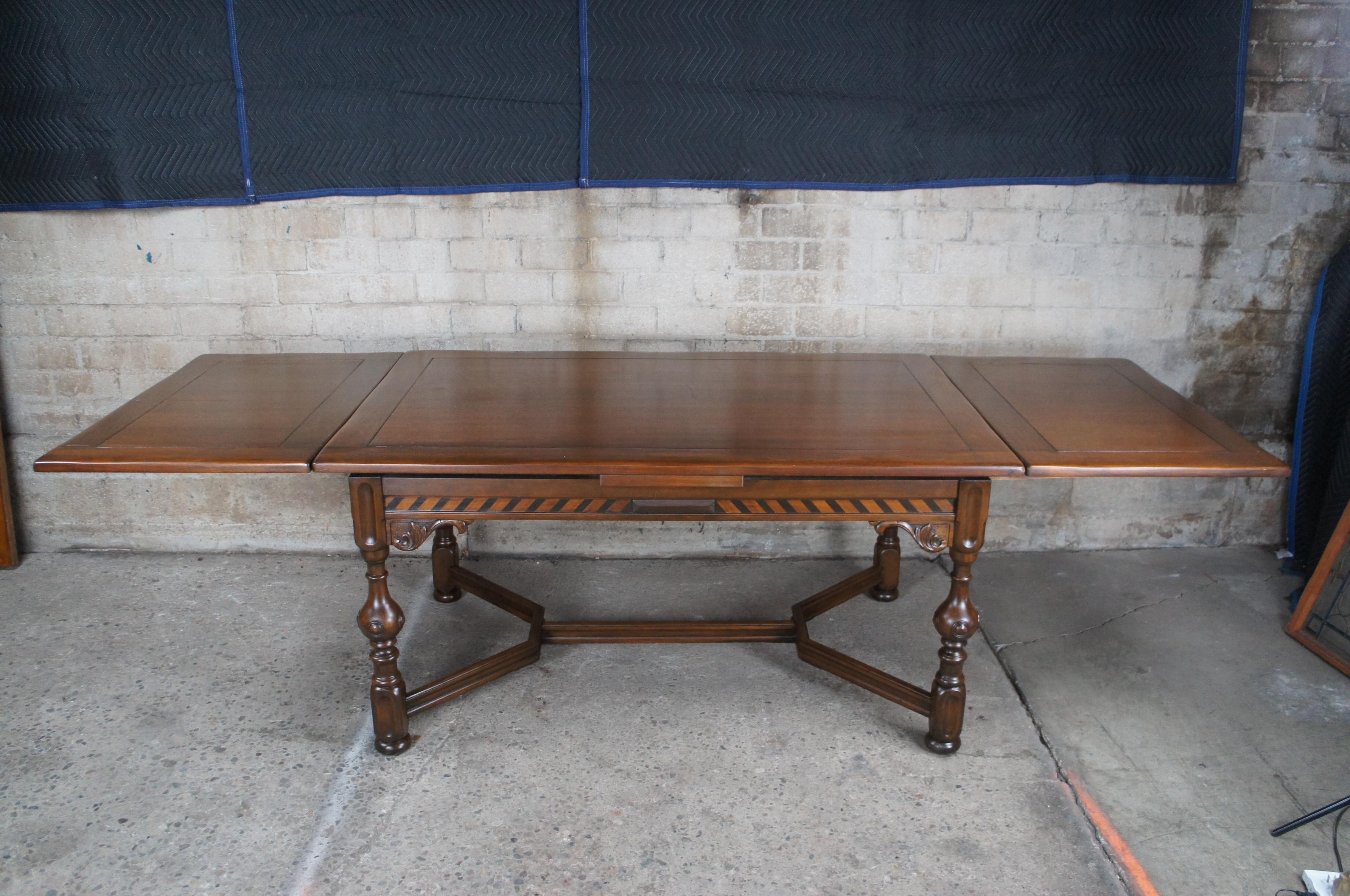 Antique Berkey Gay William & Mary Draw Leaf Refectory Dining Table Jacobean 3