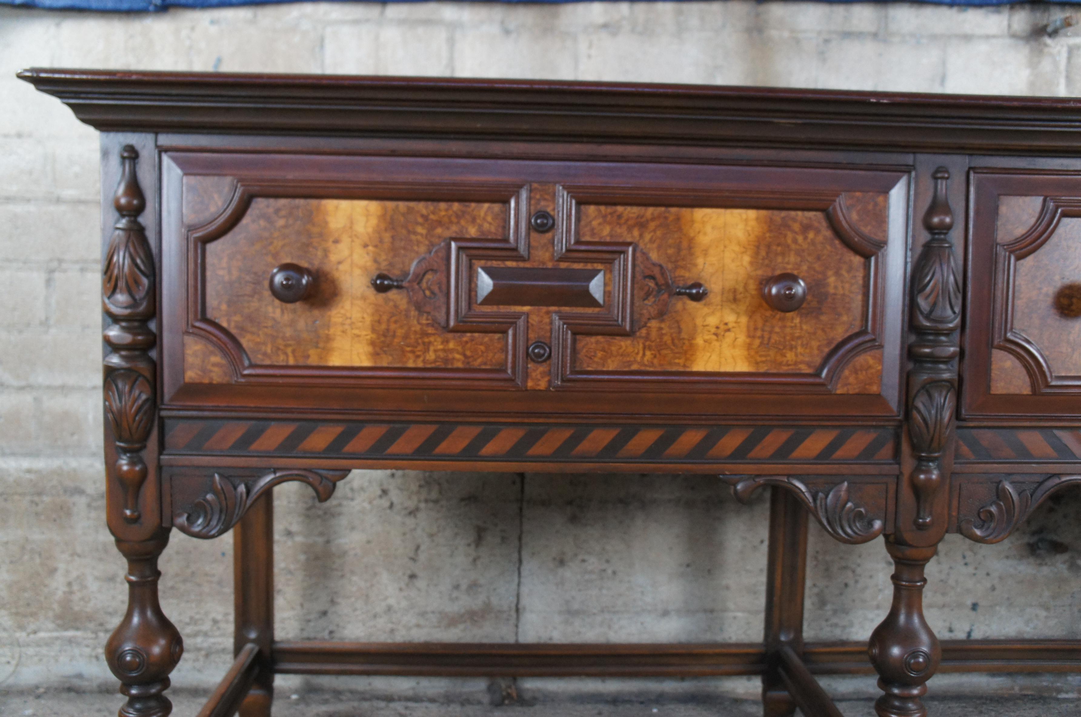 William and Mary Antique Berkey & Gay William & Mary Walnut Buffet Sideboard Jacobean Gothic