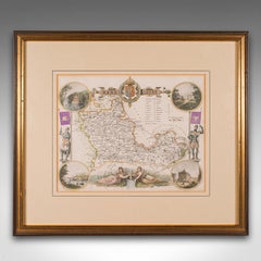 Antique Berkshire Map, English County, Framed Engraving, Cartography, Lithograph