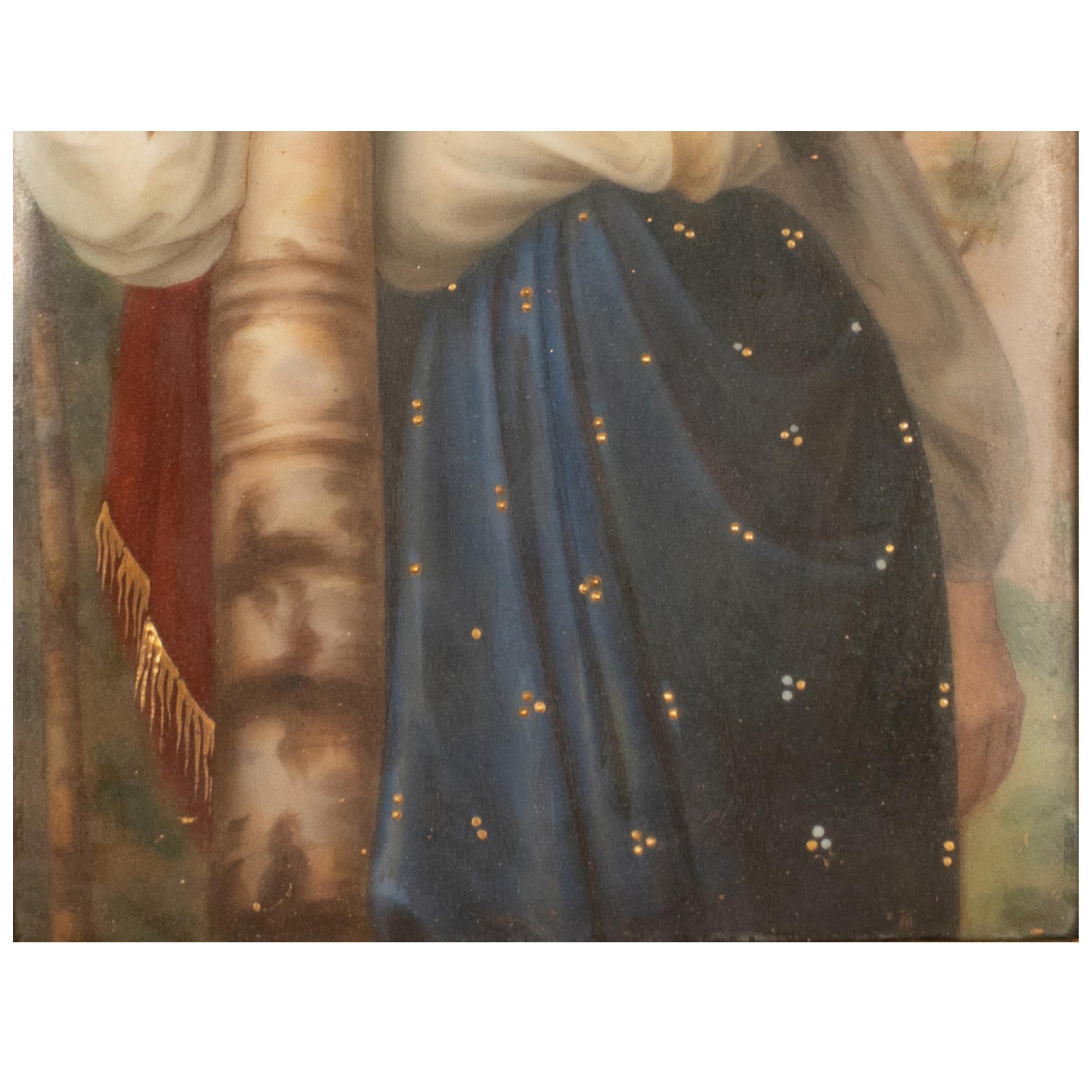 Antica placca in porcellana dipinta a mano KPM Porcelain di Berlino con ritratto di giovane donna zingara 1880 In condizioni buone in vendita a Portland, OR