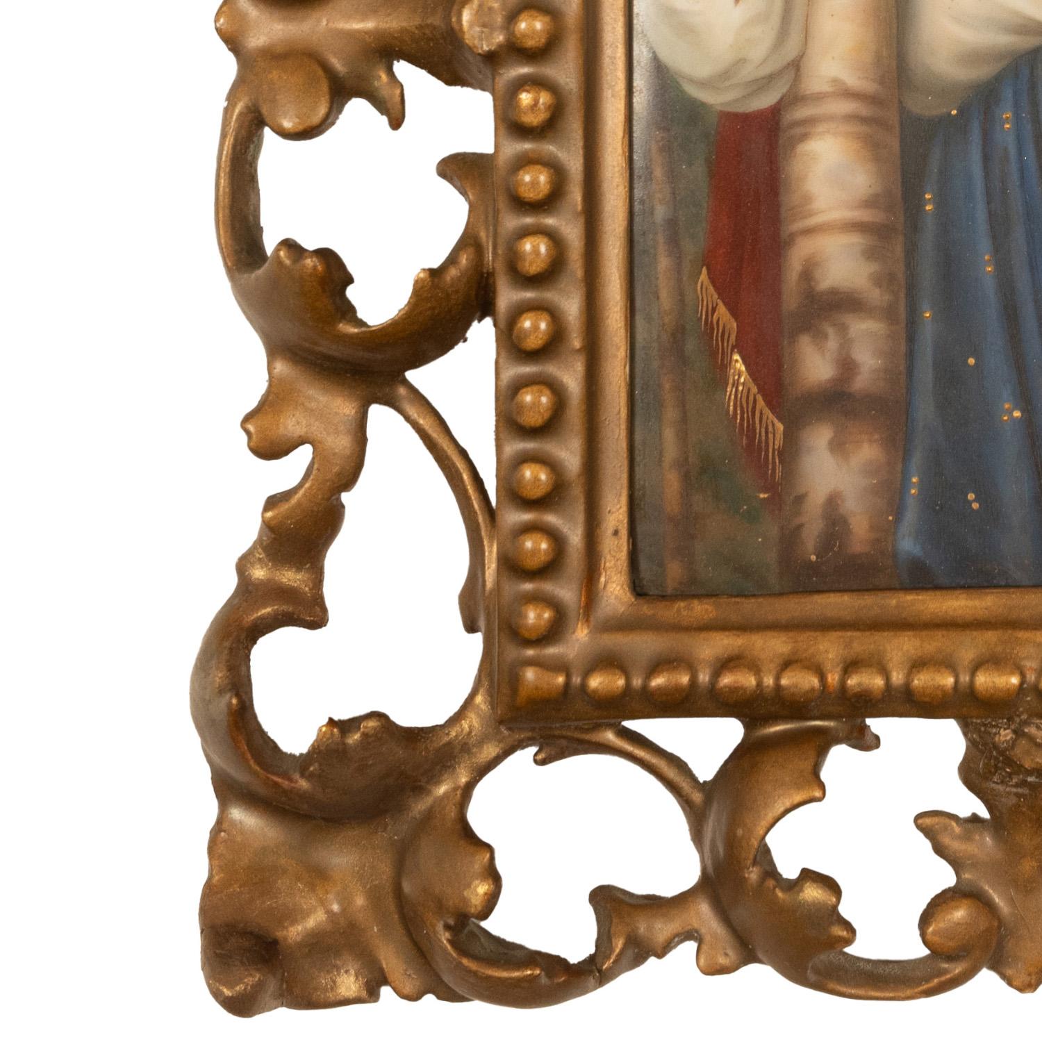 Antica placca in porcellana dipinta a mano KPM Porcelain di Berlino con ritratto di giovane donna zingara 1880 in vendita 1