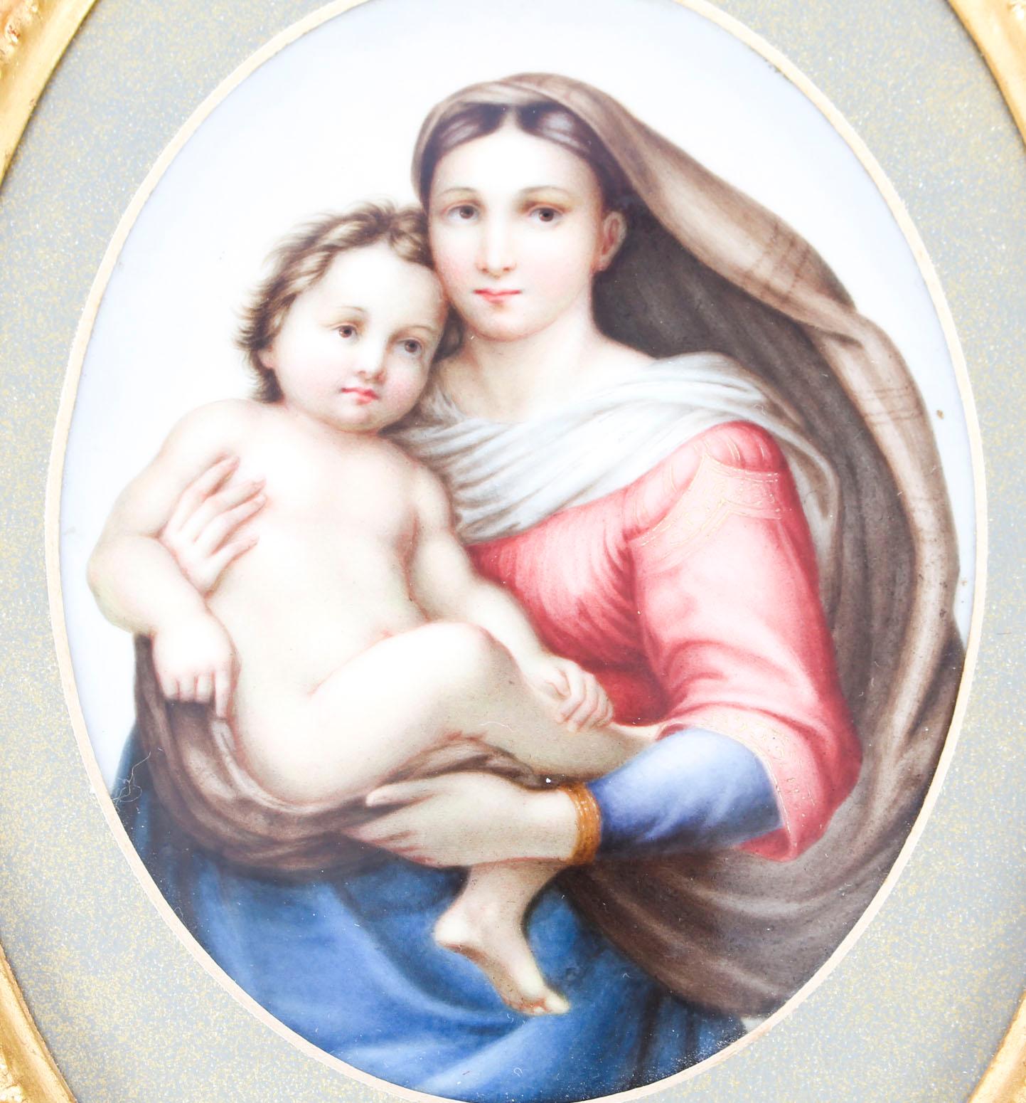 German Antique Berlin KPM Plaque of Madonna and Child, 19th Century