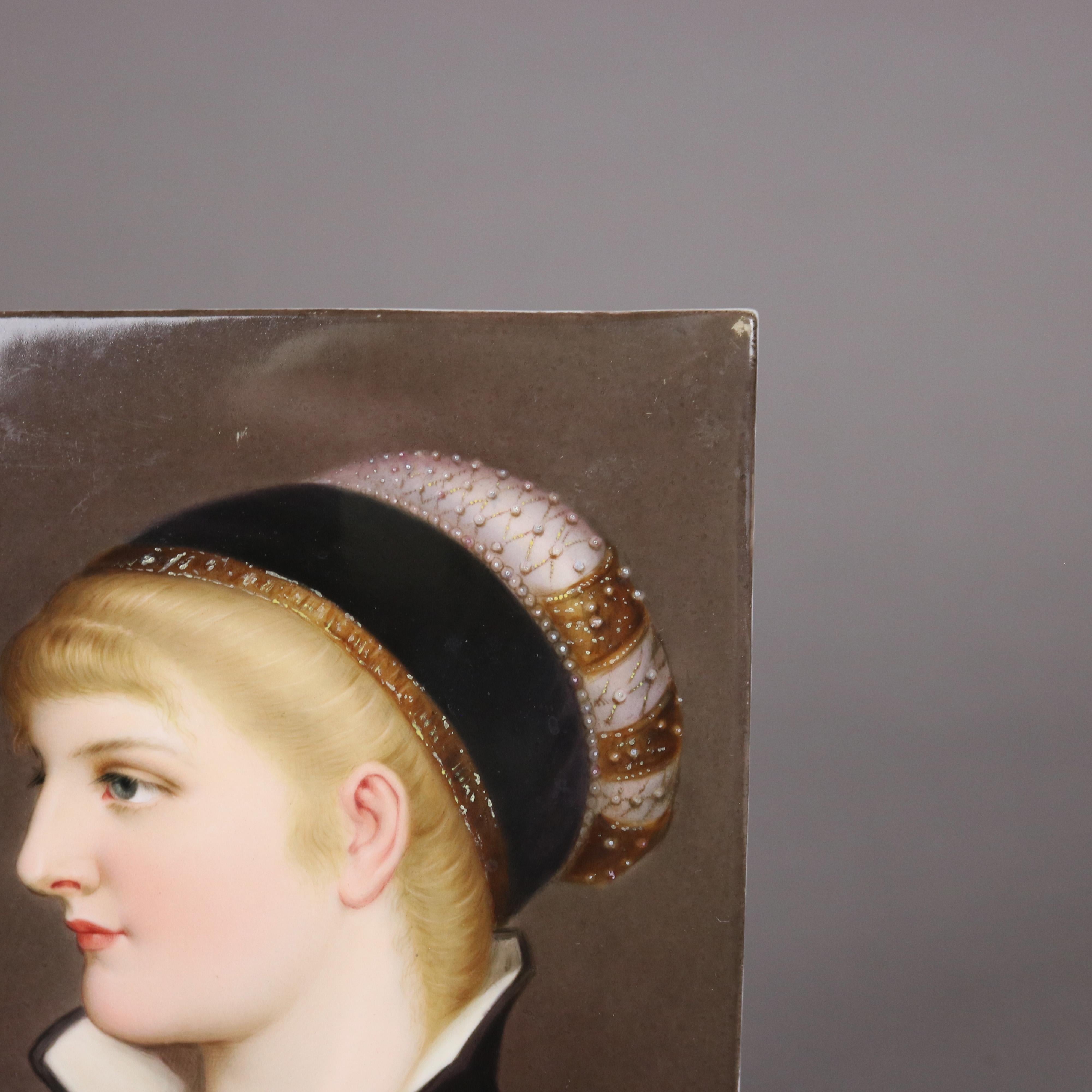 19th Century Antique Berlin School KPM Porcelain Portrait Plaque Of A Woman C1890