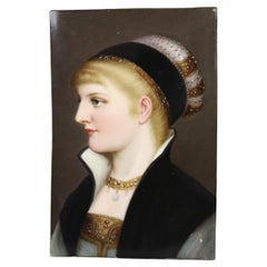 Antique Berlin School KPM Porcelain Portrait Plaque Of A Woman C1890
