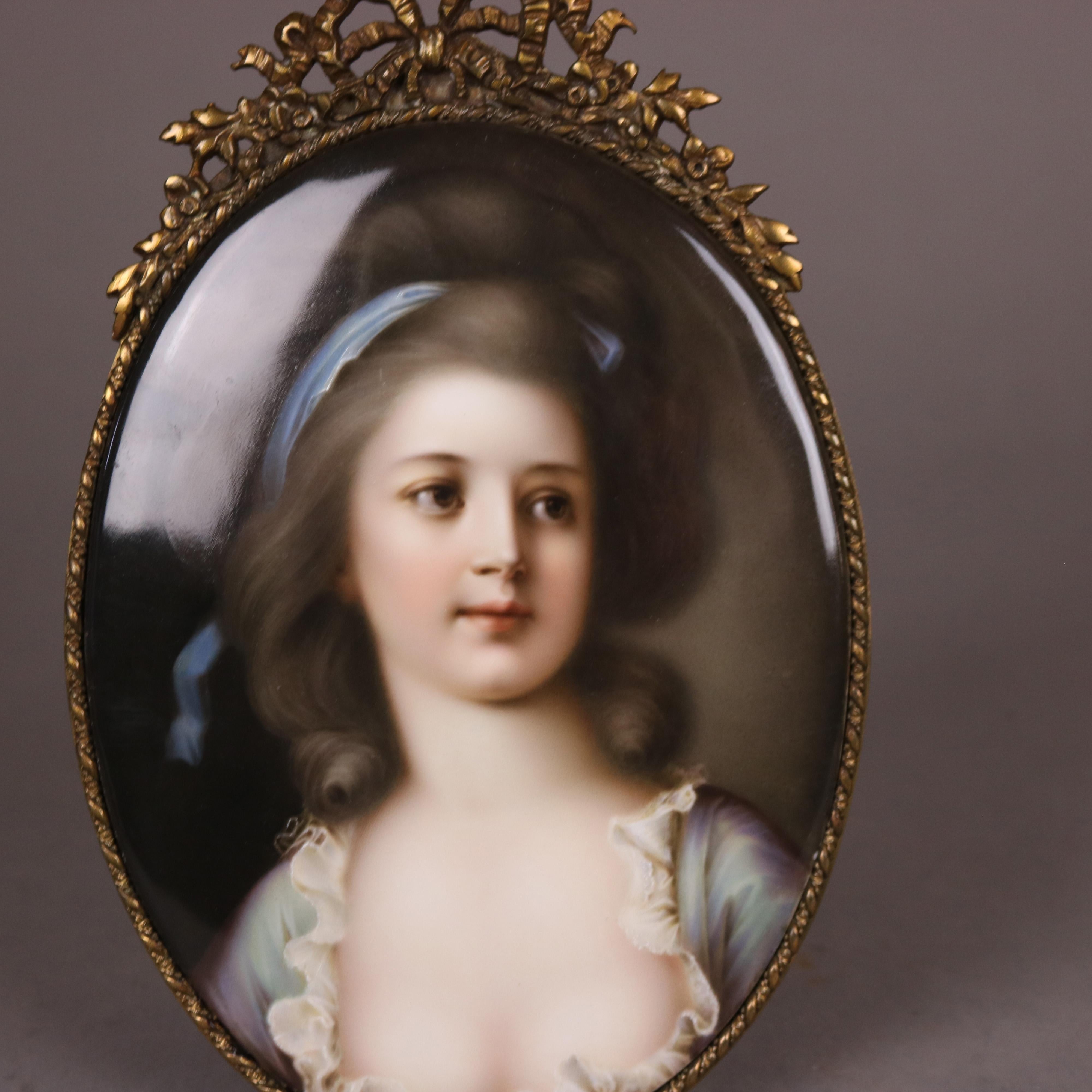 Antique Berlin School KPM Porcelain Portrait Plaque of a Woman, Framed, C1890

Measures - 9.5