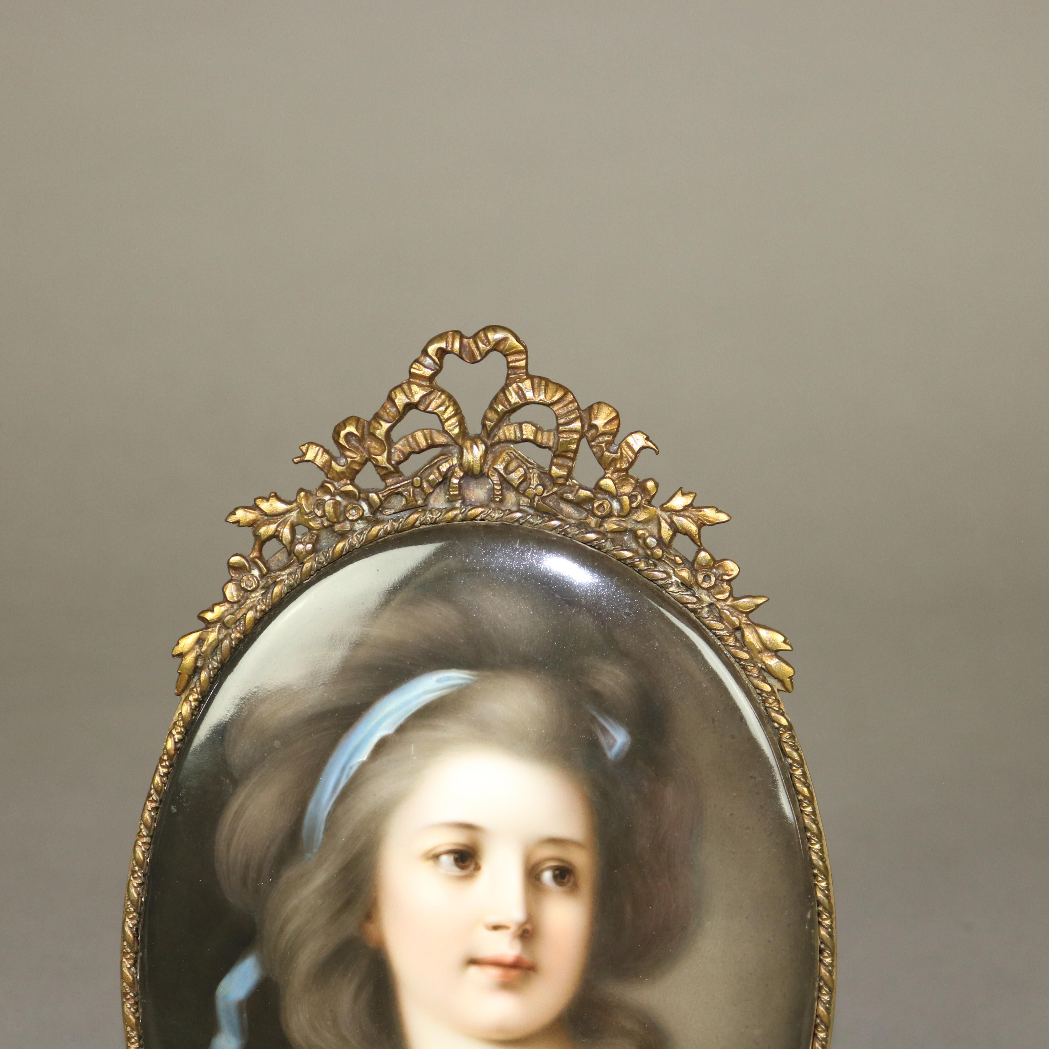 Antique Berlin School KPM Porcelain Portrait Plaque of a Woman, Framed,  C1890 In Good Condition For Sale In Big Flats, NY