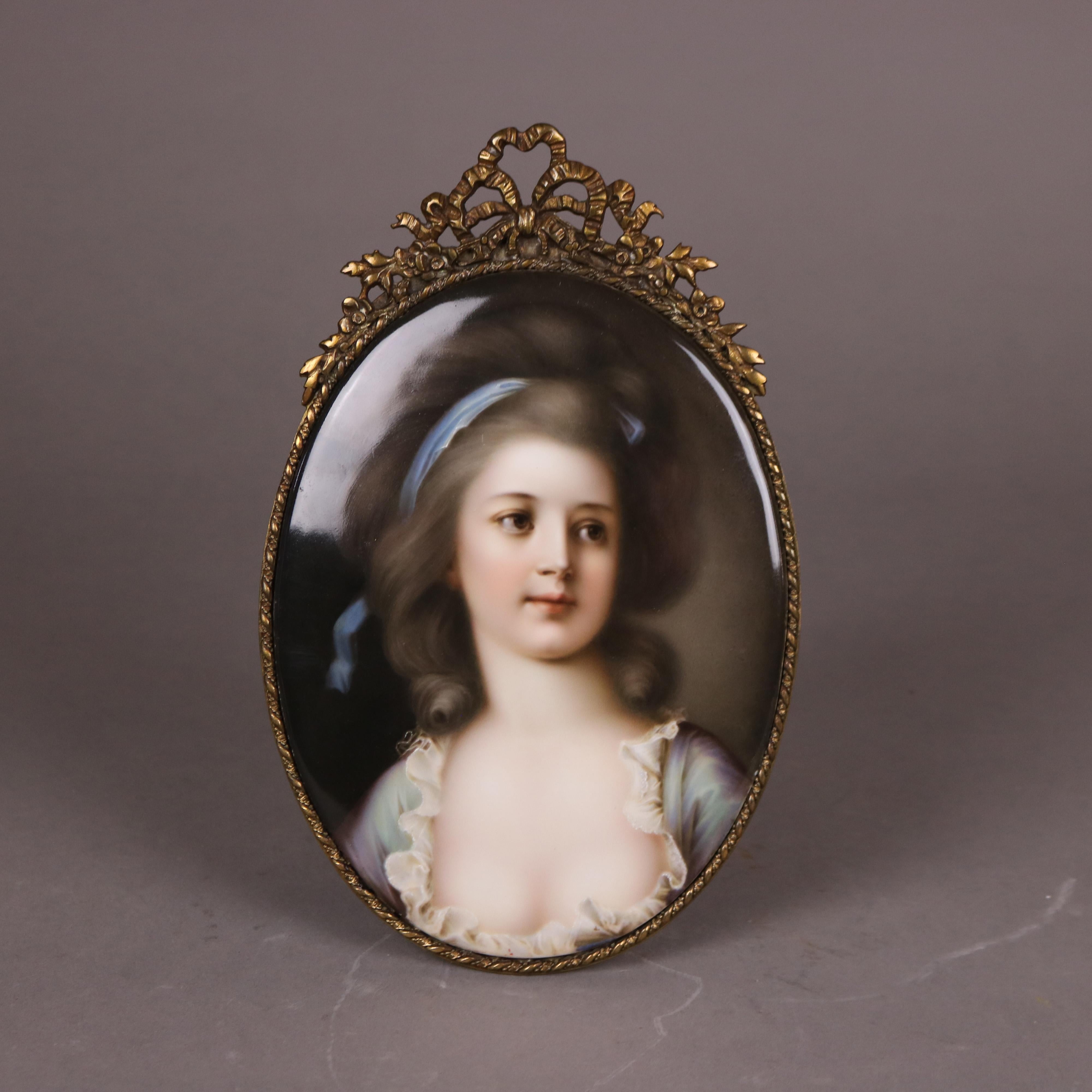 XIX secolo Antico ritratto di donna della scuola di Berlino KPM Porcelain, incorniciato,  C1890