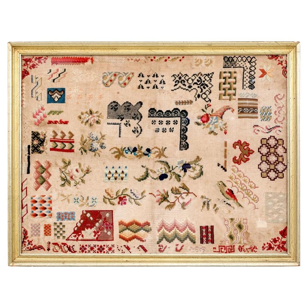 Sampler à l'aiguille en laine berlinoise antique