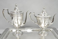 Antique Bernard Rices Sons Antique Edwardian Silver Plated Tea Service, 5 pc Set