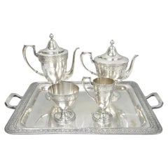 Antique Bernard Rices Sons Antique Edwardian Silver Plated Tea Service, 5 pc Set