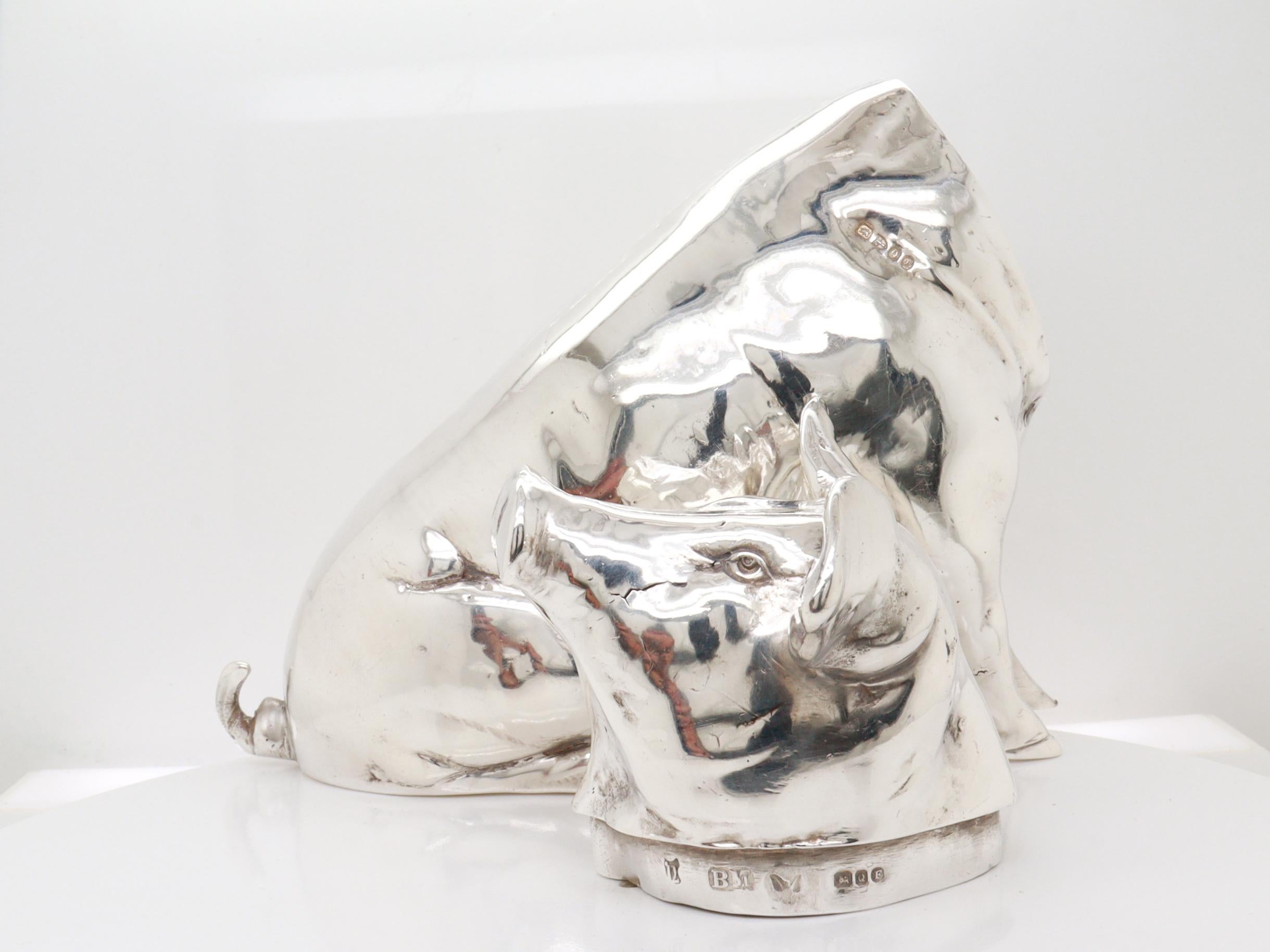 Antico Berthold Muller/Neresheimer in argento sterling Scatola per maiali seduti o porta tè in vendita 4