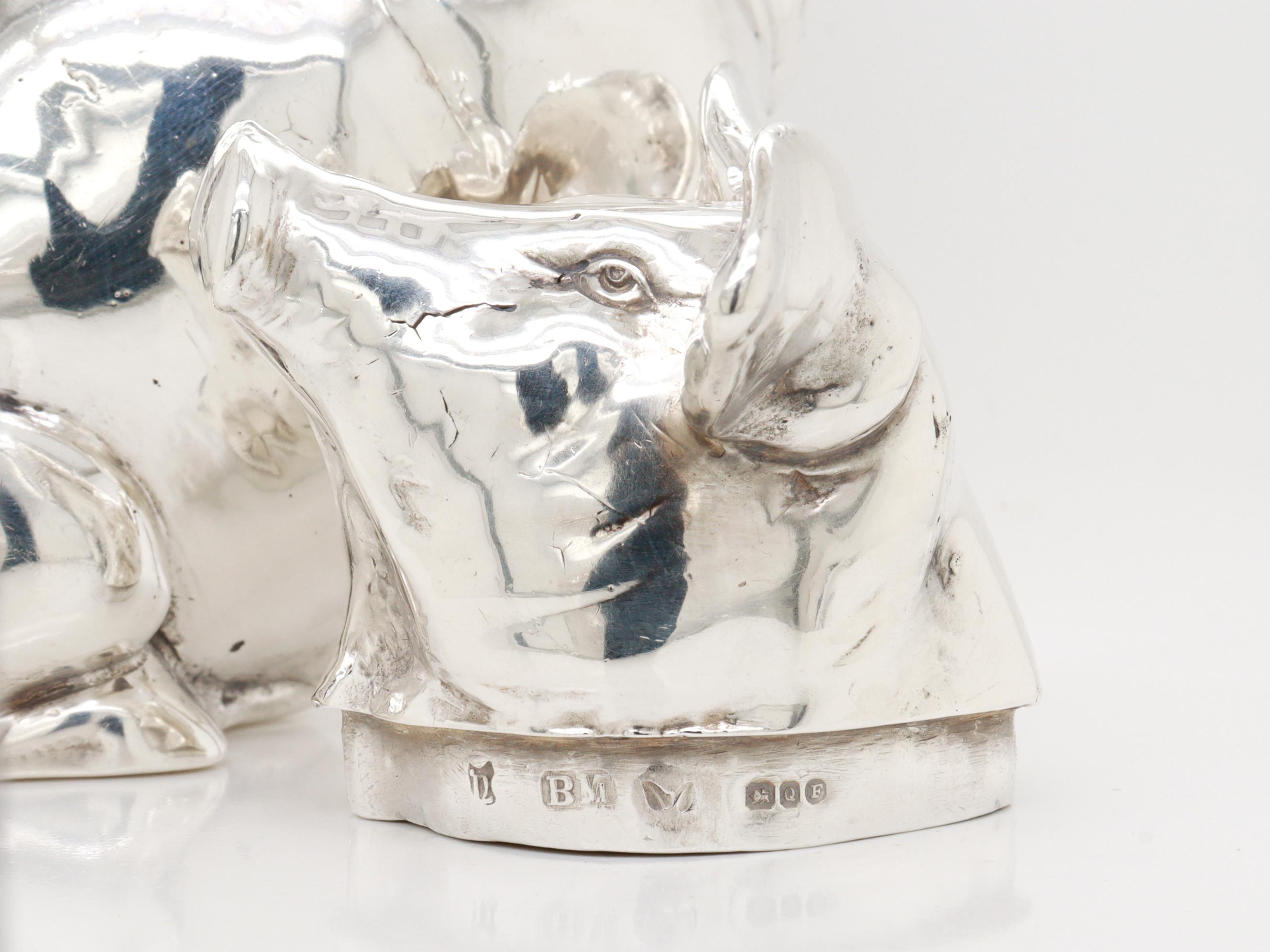 Antico Berthold Muller/Neresheimer in argento sterling Scatola per maiali seduti o porta tè in vendita 5
