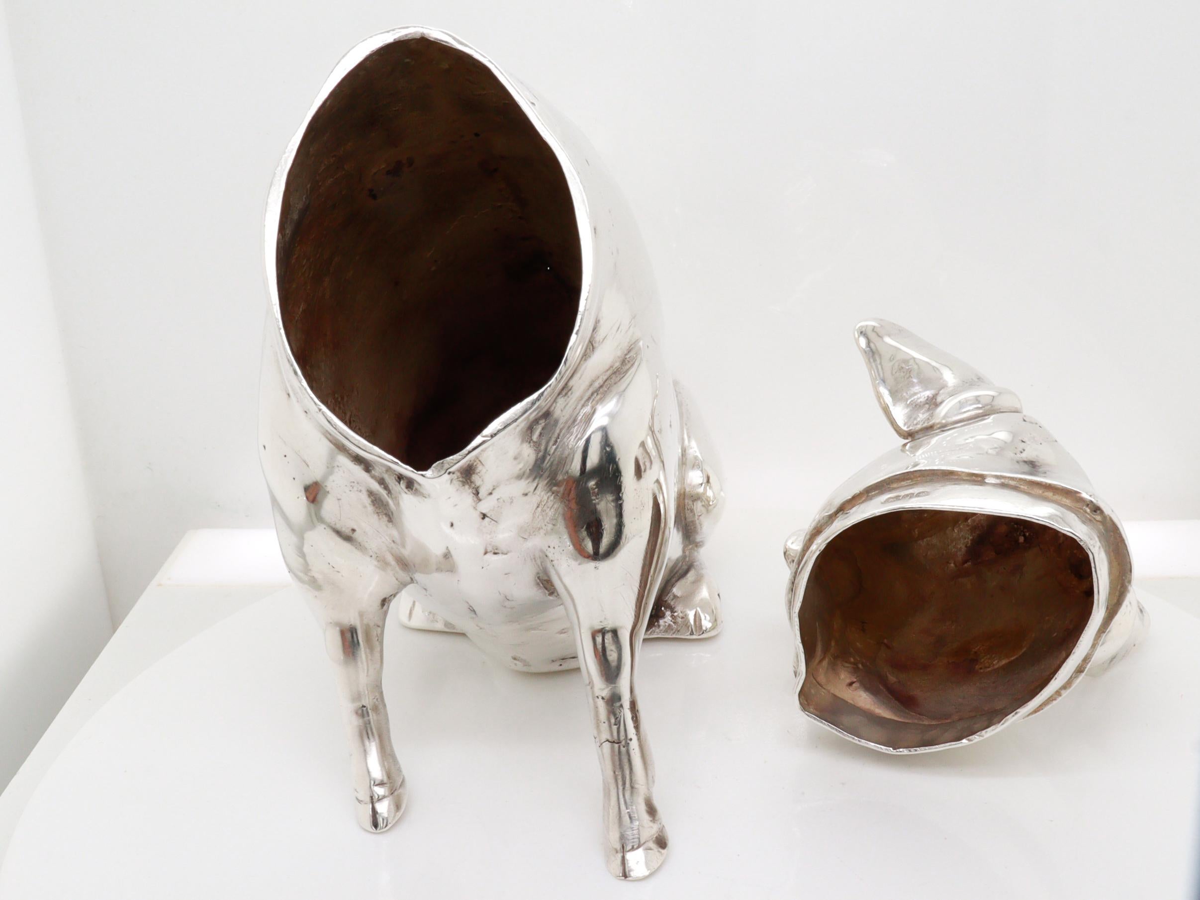 Antico Berthold Muller/Neresheimer in argento sterling Scatola per maiali seduti o porta tè in vendita 7