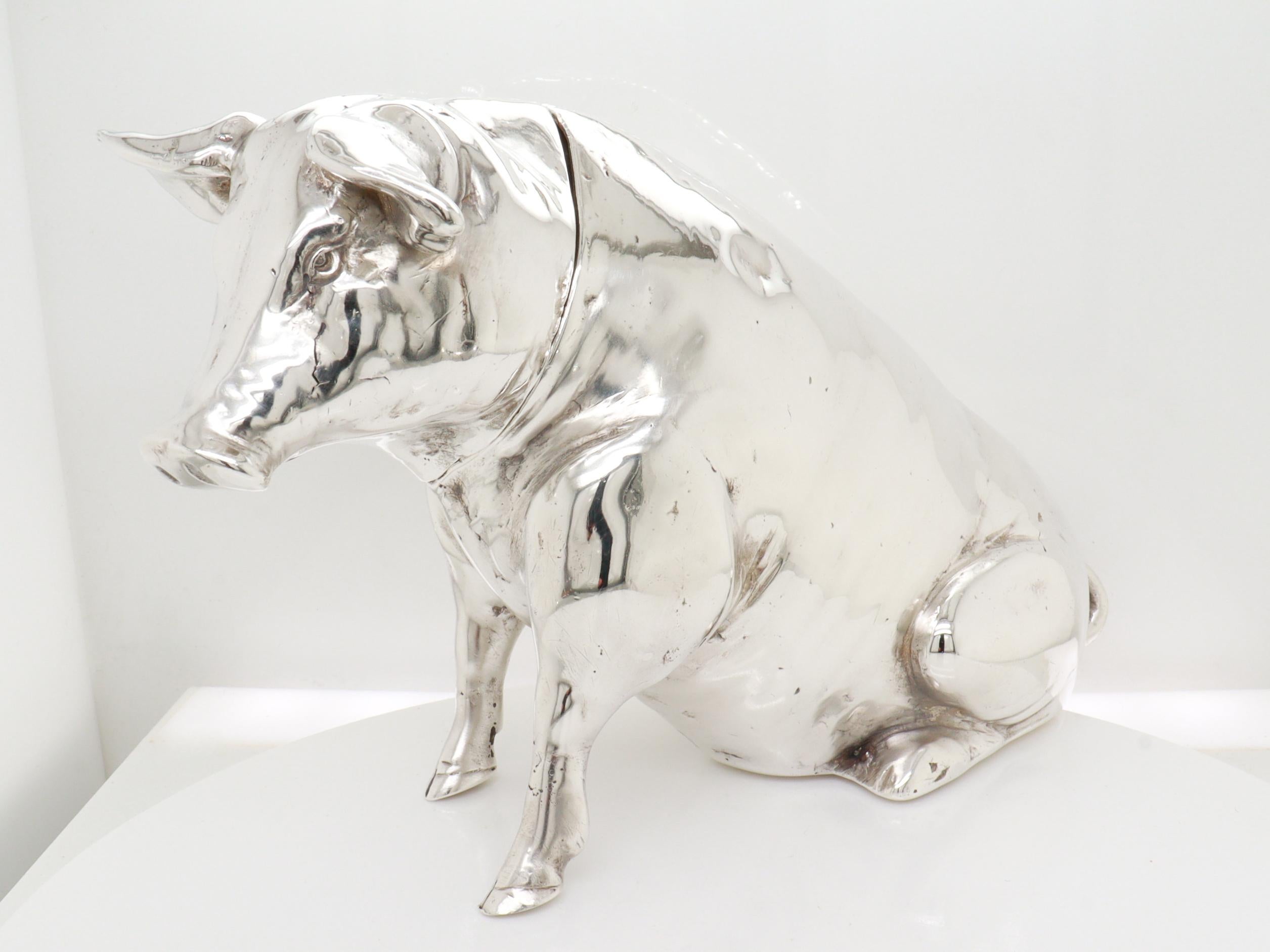 Antico Berthold Muller/Neresheimer in argento sterling Scatola per maiali seduti o porta tè In condizioni buone in vendita a Philadelphia, PA