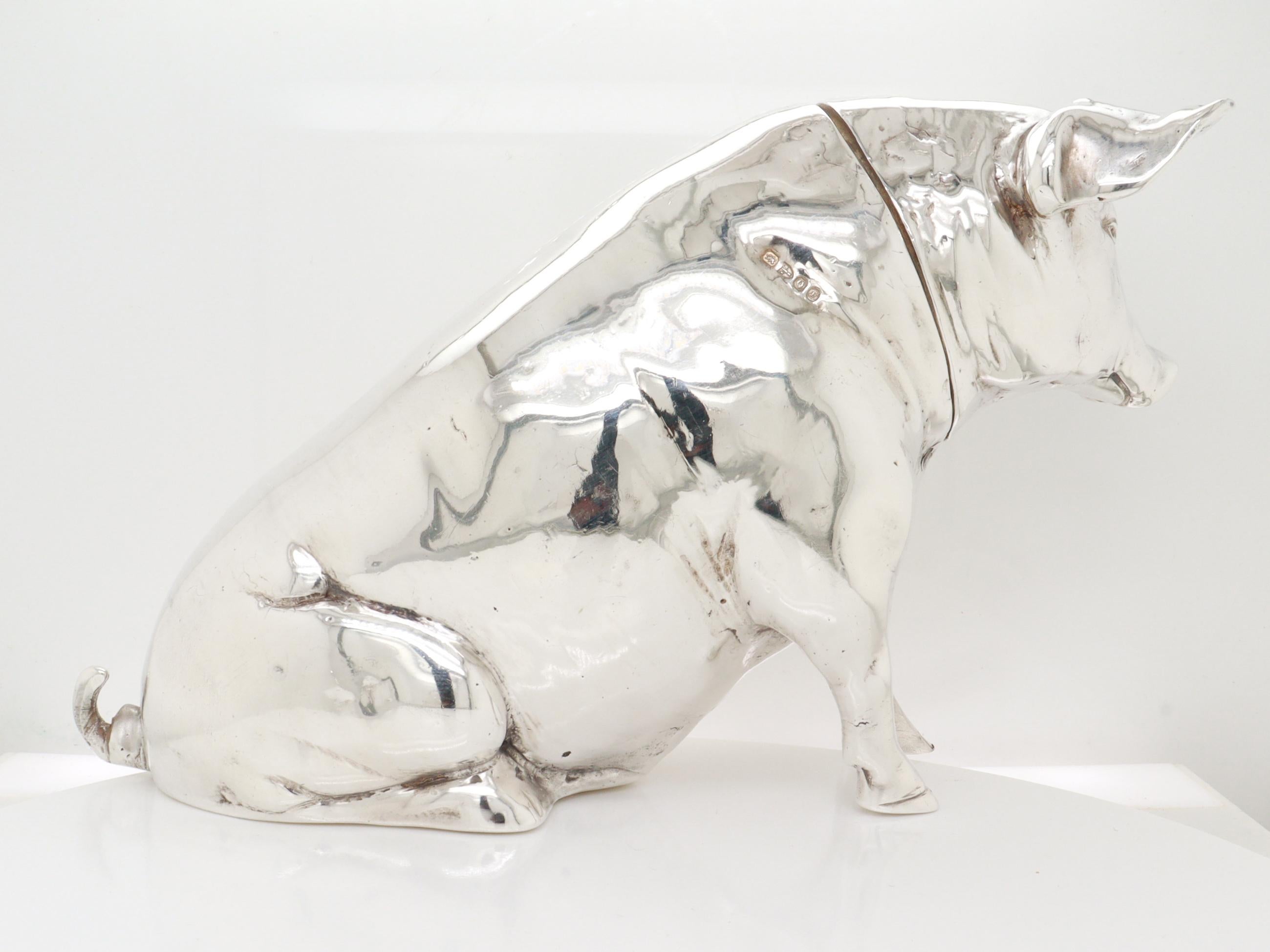 Antico Berthold Muller/Neresheimer in argento sterling Scatola per maiali seduti o porta tè in vendita 1