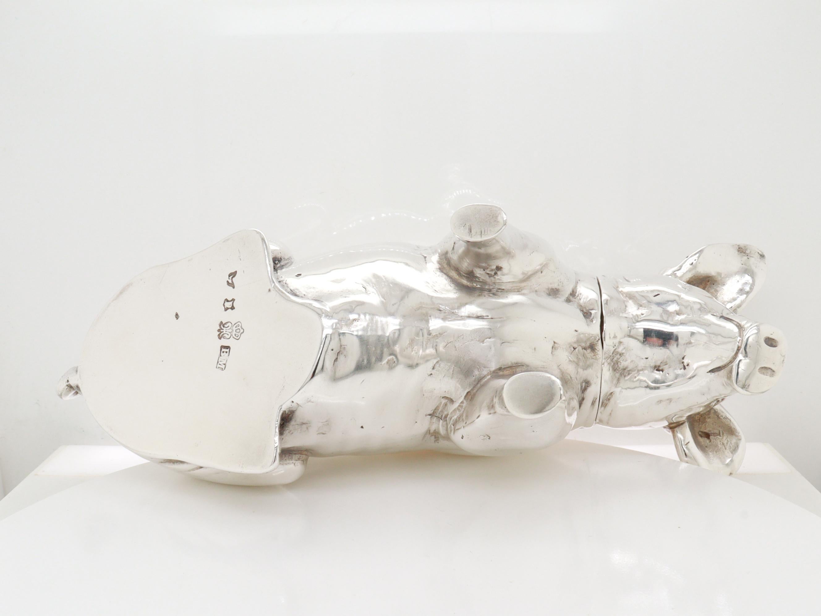 Antico Berthold Muller/Neresheimer in argento sterling Scatola per maiali seduti o porta tè in vendita 2