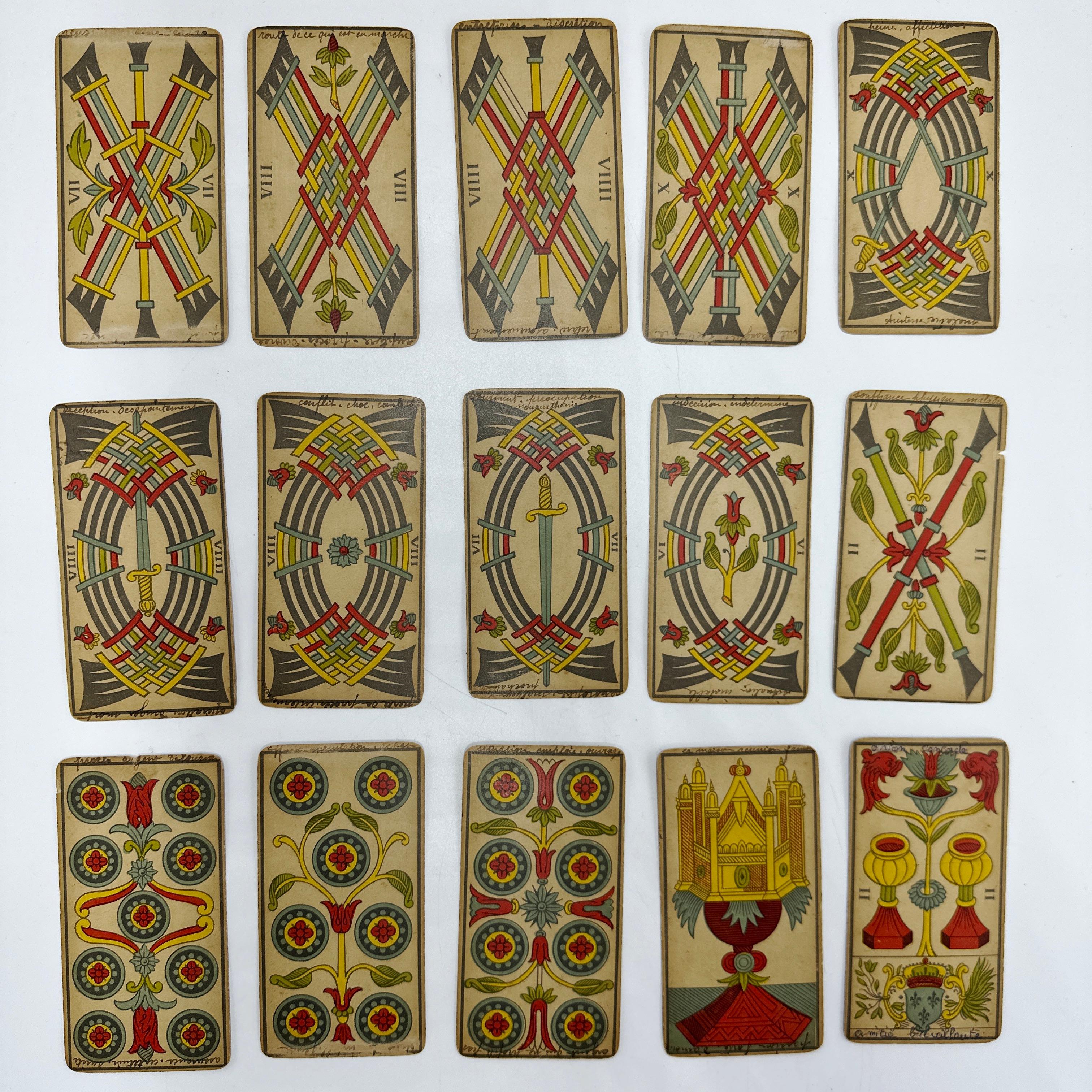 Paper Antique Besancon Tarot Deck 78 Cards Complete Late 19th Century BP Grimaud Paris