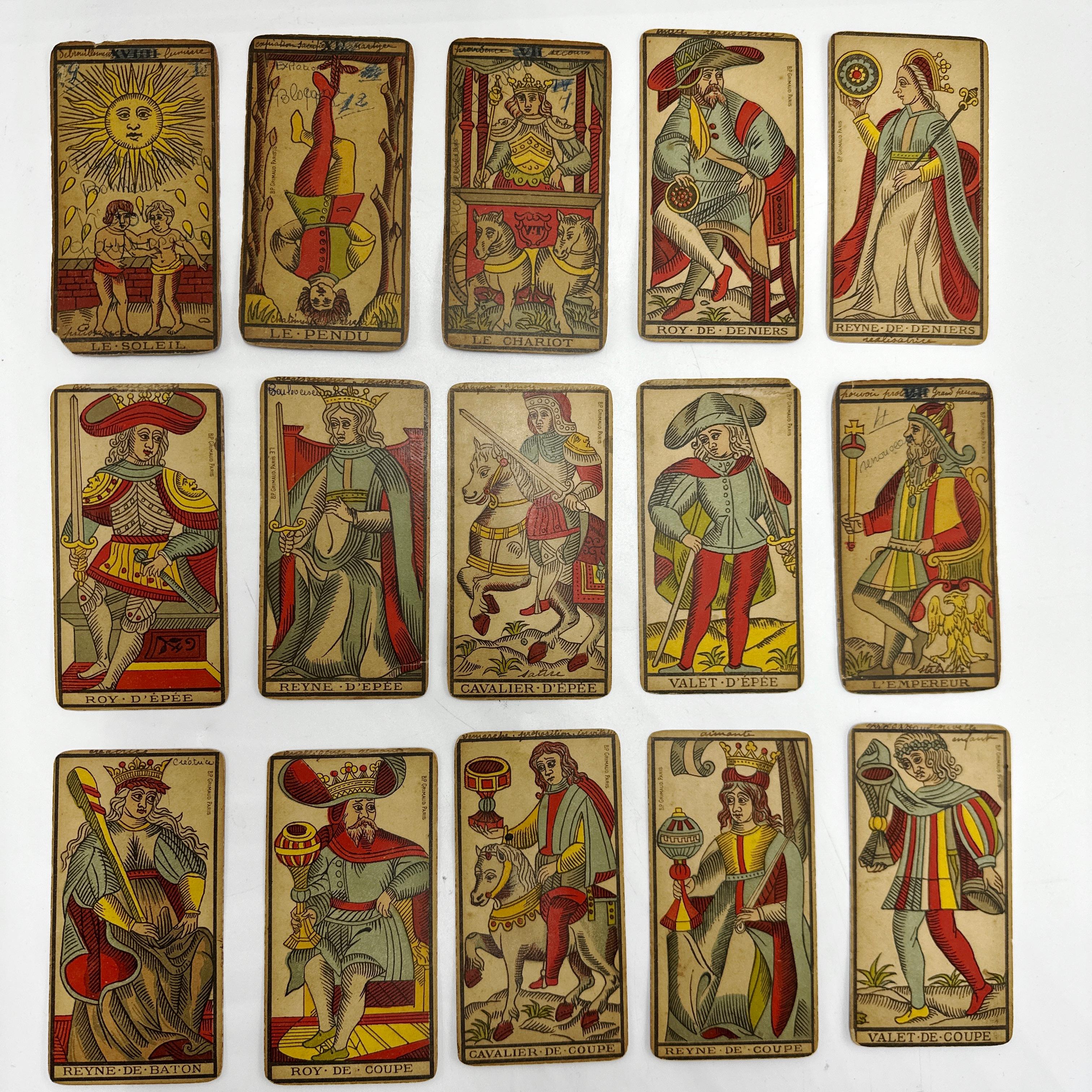 Antique Besancon Tarot Deck 78 Cards Complete Late 19th Century BP Grimaud Paris 2
