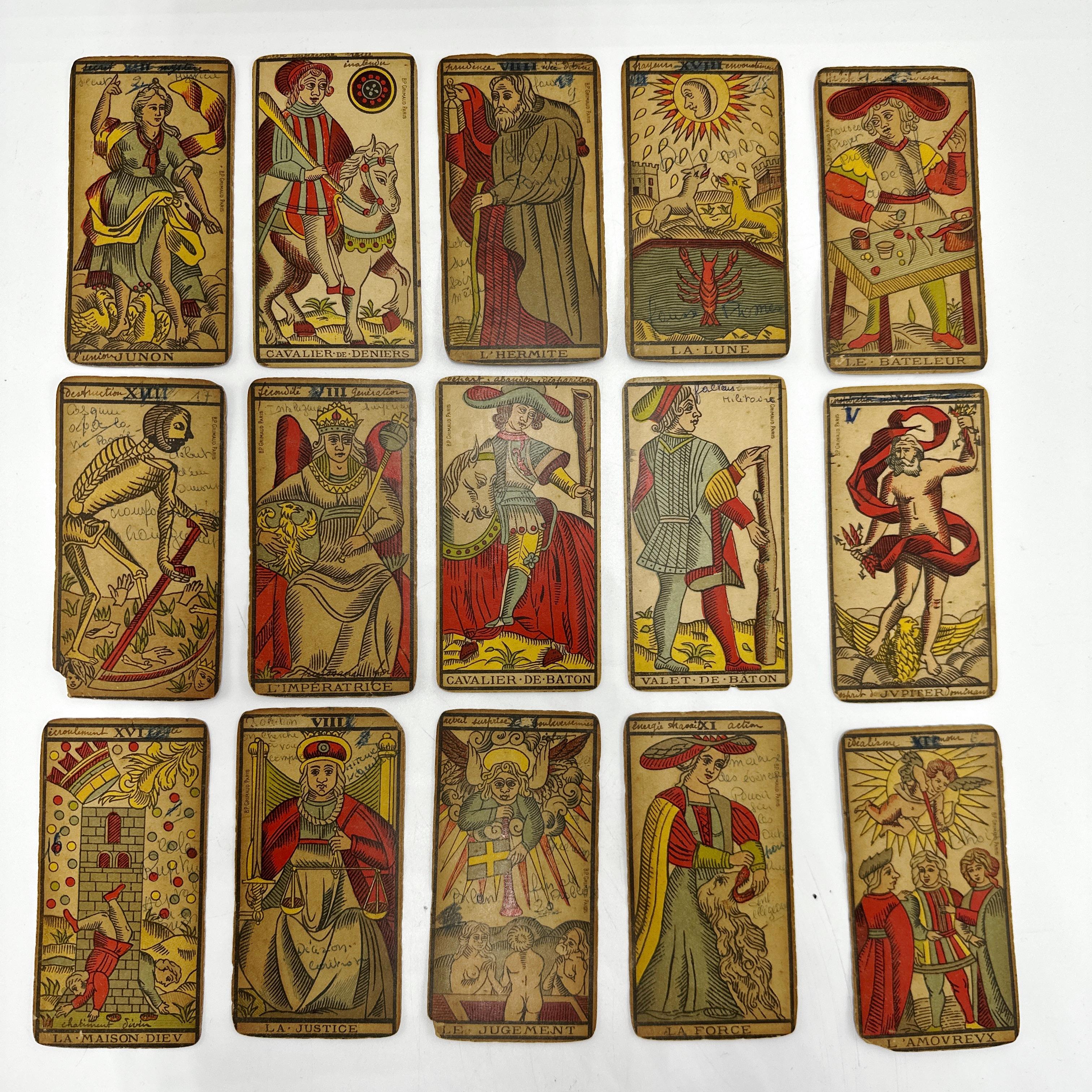 Antique Besancon Tarot Deck 78 Cards Complete Late 19th Century BP Grimaud Paris 3