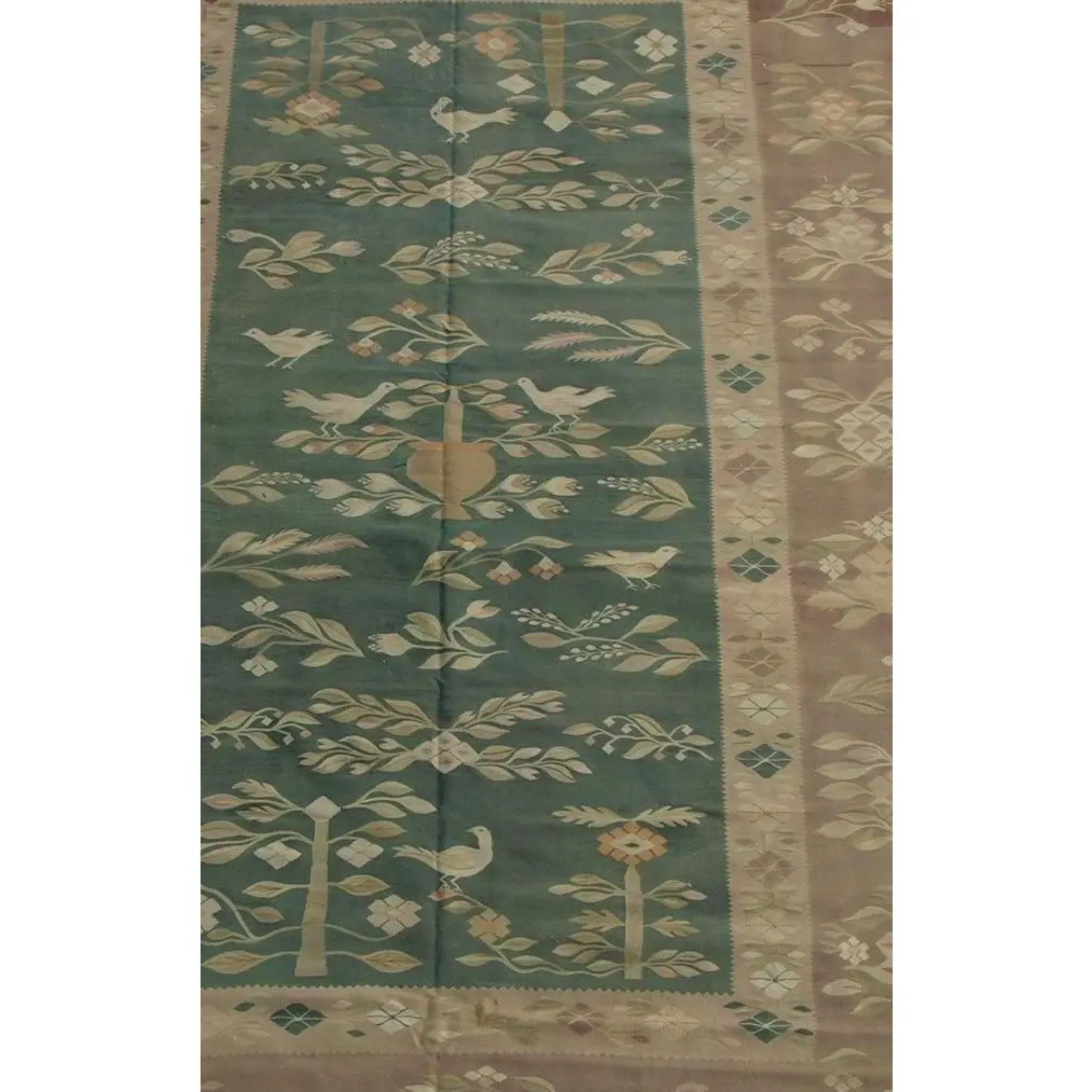 Antique Bessarabian Bird and Floral Design Rug 10'3'' X 6'3'' In Good Condition For Sale In Los Angeles, US