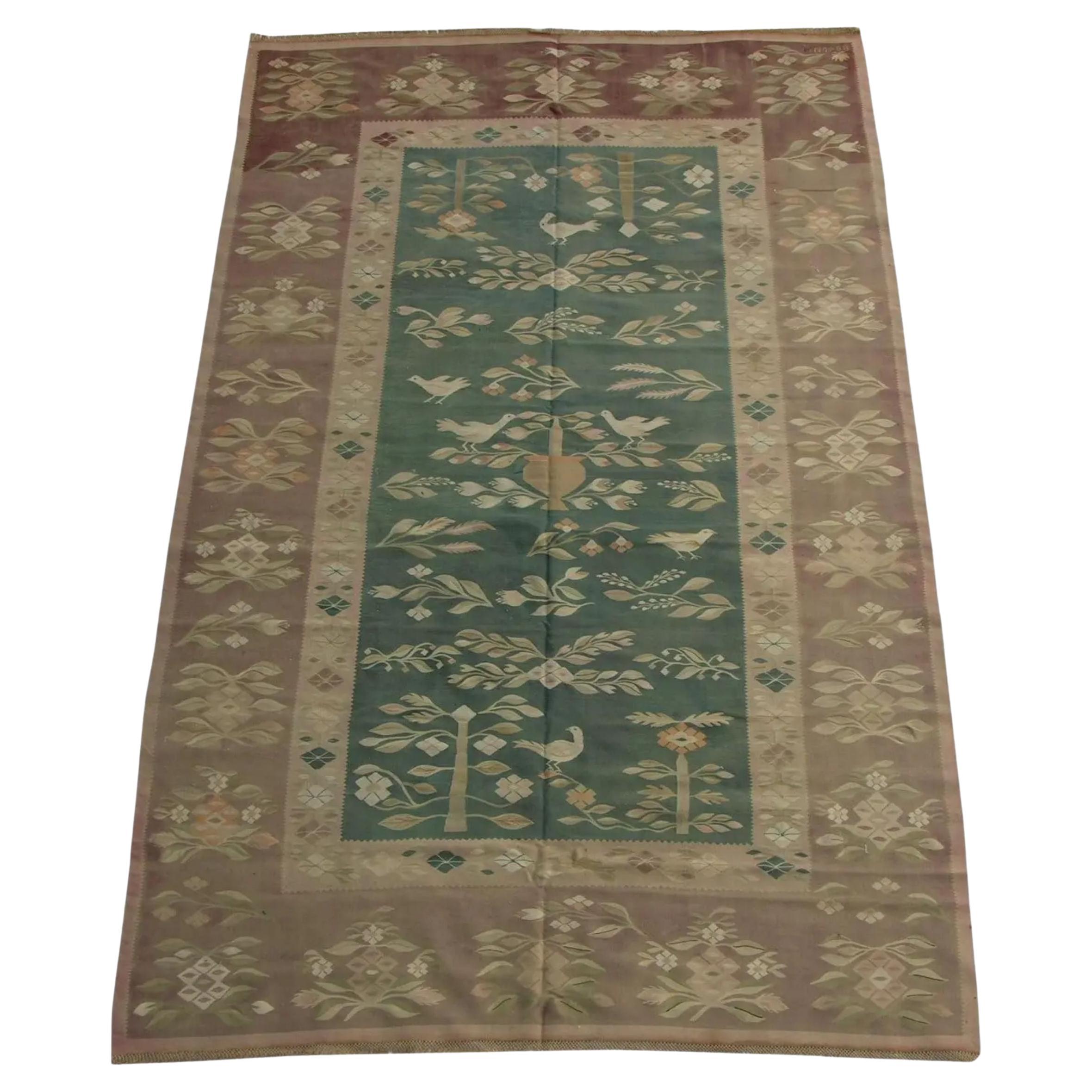 Tapis Bessarabian ancien à motifs floraux et oiseaux 10'3'' X 6'3''