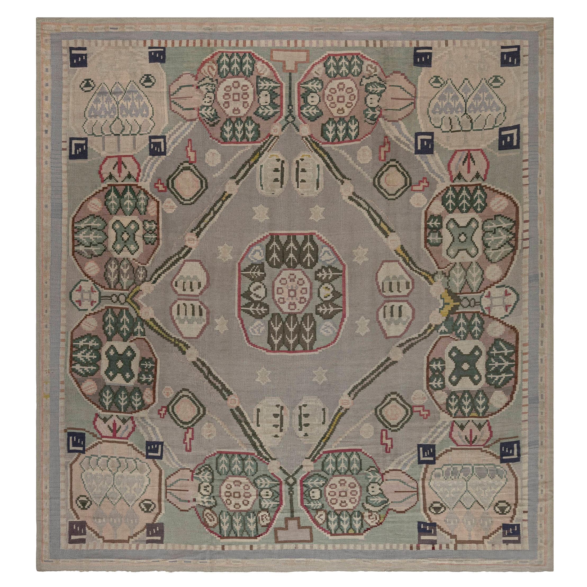 Antique Bessarabian Carpet, European Needlework Doris Leslie Blau For Sale