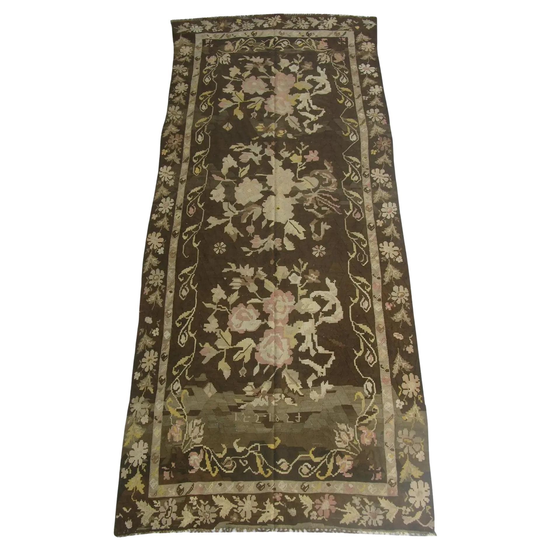 Antique Bessarabian Floral Design Rug 13'8'' X 5'8'' For Sale