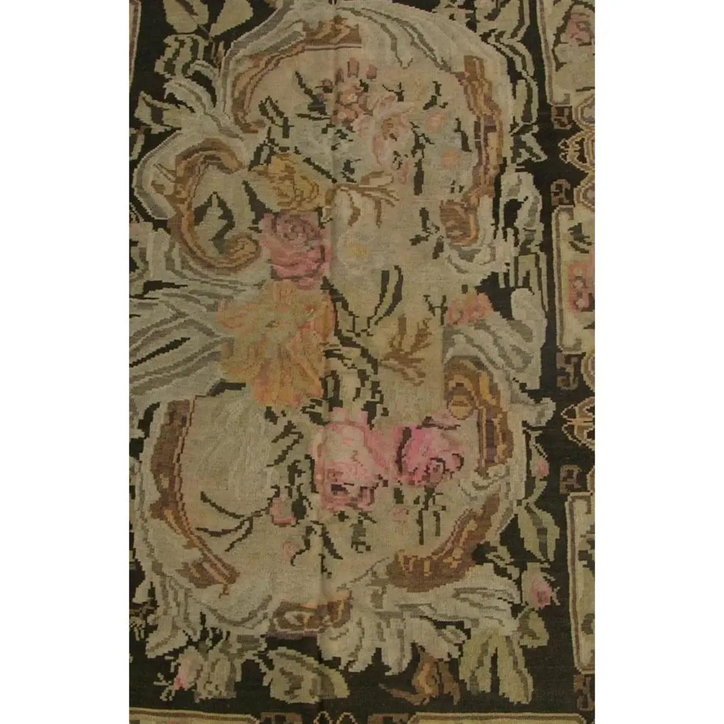 Antique Bessarabian Floral Rug 10'1'' X 6'4'' In Good Condition For Sale In Los Angeles, US
