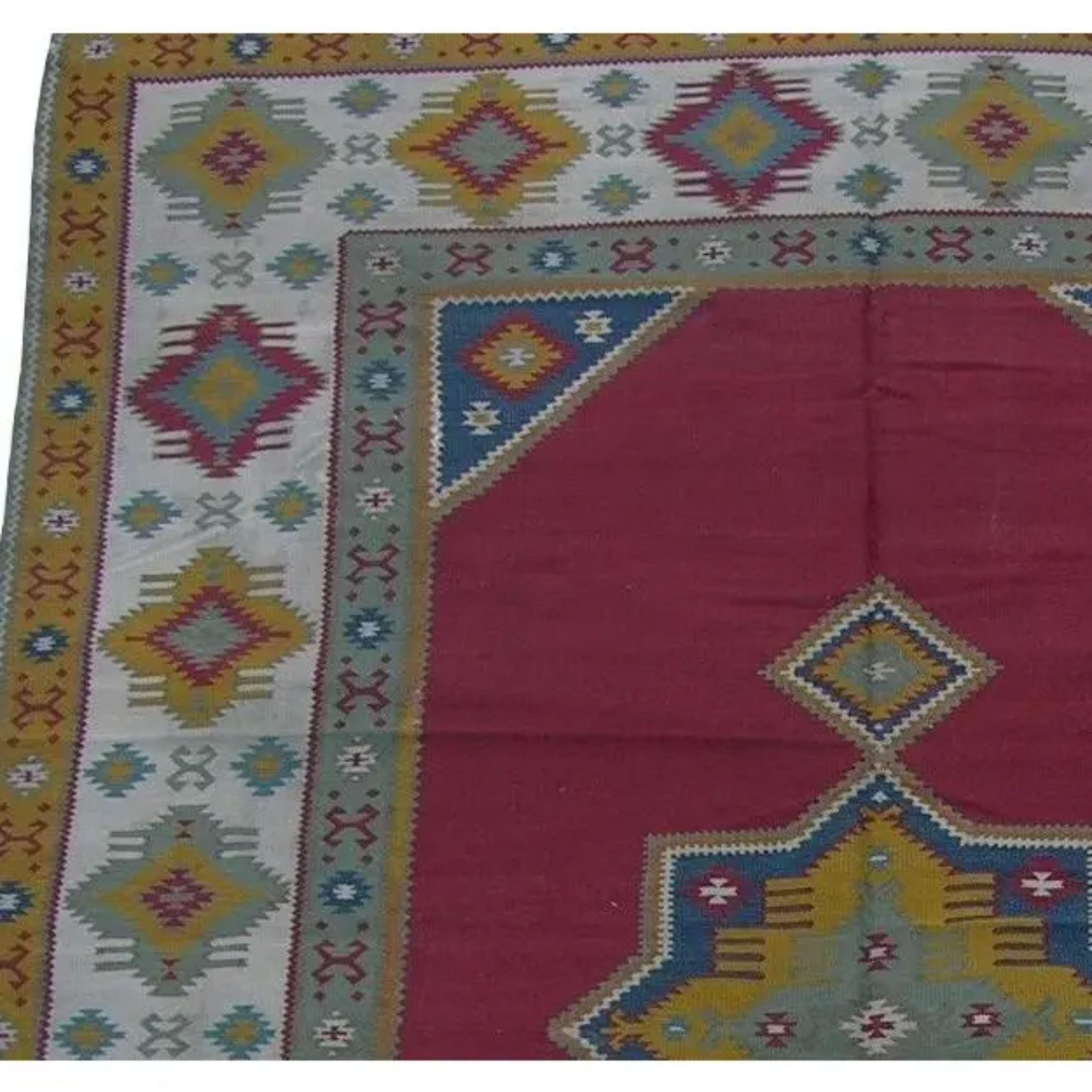 Antique Bessarabian Geometric Rug 9'7'' X 6'7'' In Good Condition For Sale In Los Angeles, US