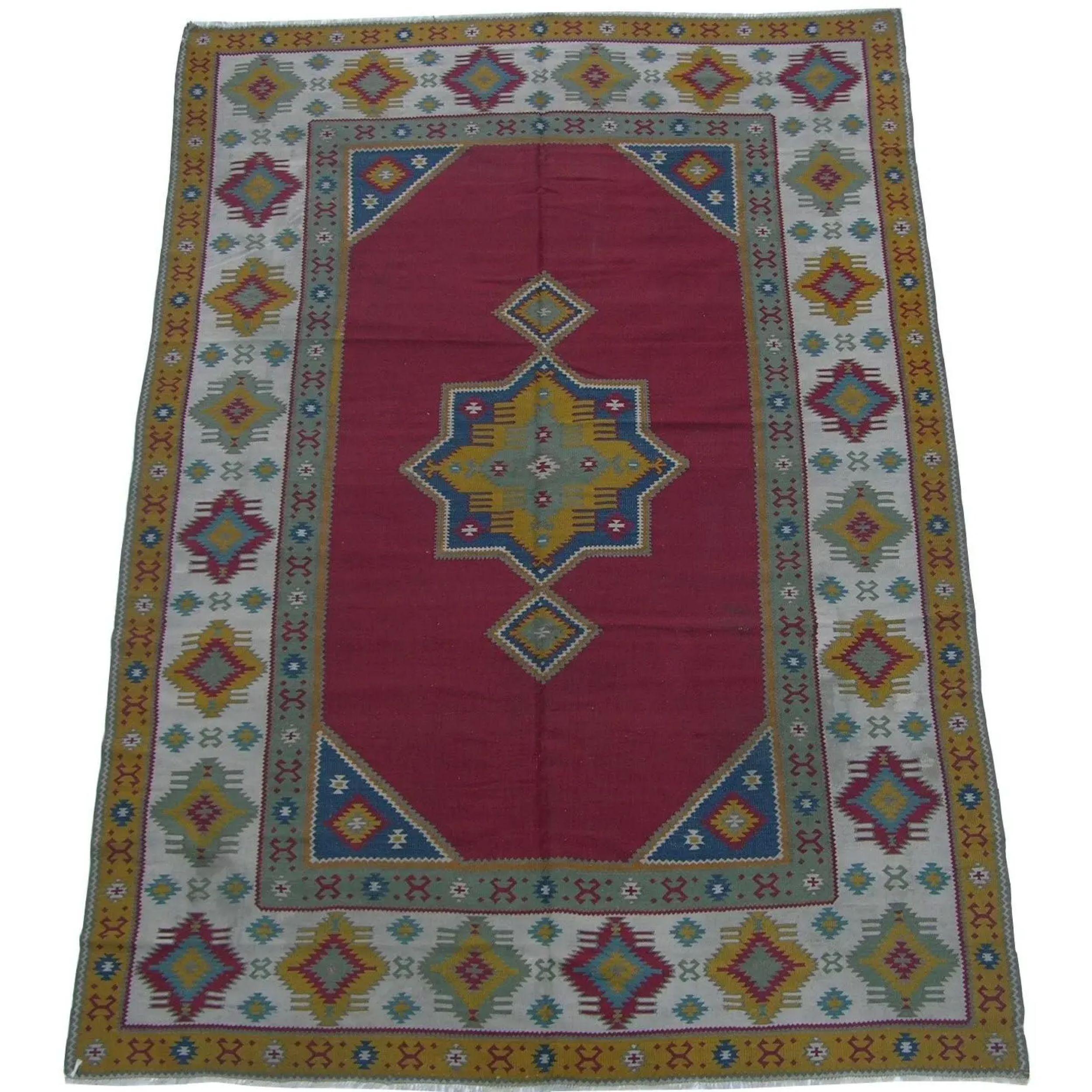 Early 20th Century Antique Bessarabian Geometric Rug 9'7'' X 6'7'' For Sale