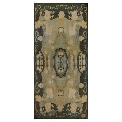 Antico Kilim Bessarabico in verde e blu con motivi floreali da Rug & Kilim