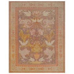 Antique Bessarabian Kilim, Mauve with Florals and Bird Pictorials - Rug & Kilim
