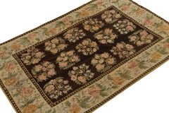 Antique Bessarabian Kilim rug in Brown with Floral Patterns from Rug & Kilim