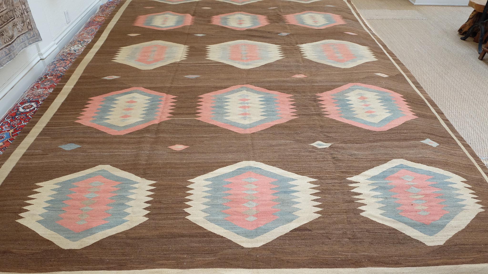 Late 19th Century Antique Fine Bessarabian Kilim Large Neutral Rug, late 19th century  For Sale