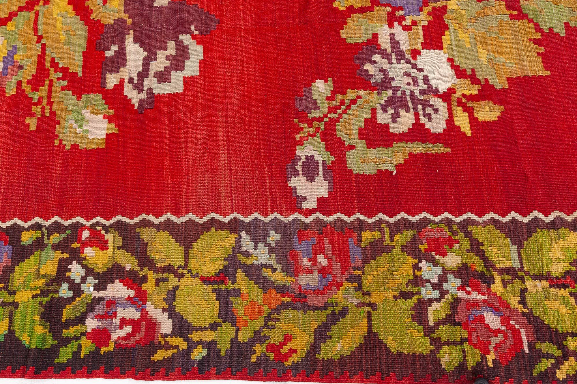 Hand-Knotted Antique Bessarabian Red Rug For Sale