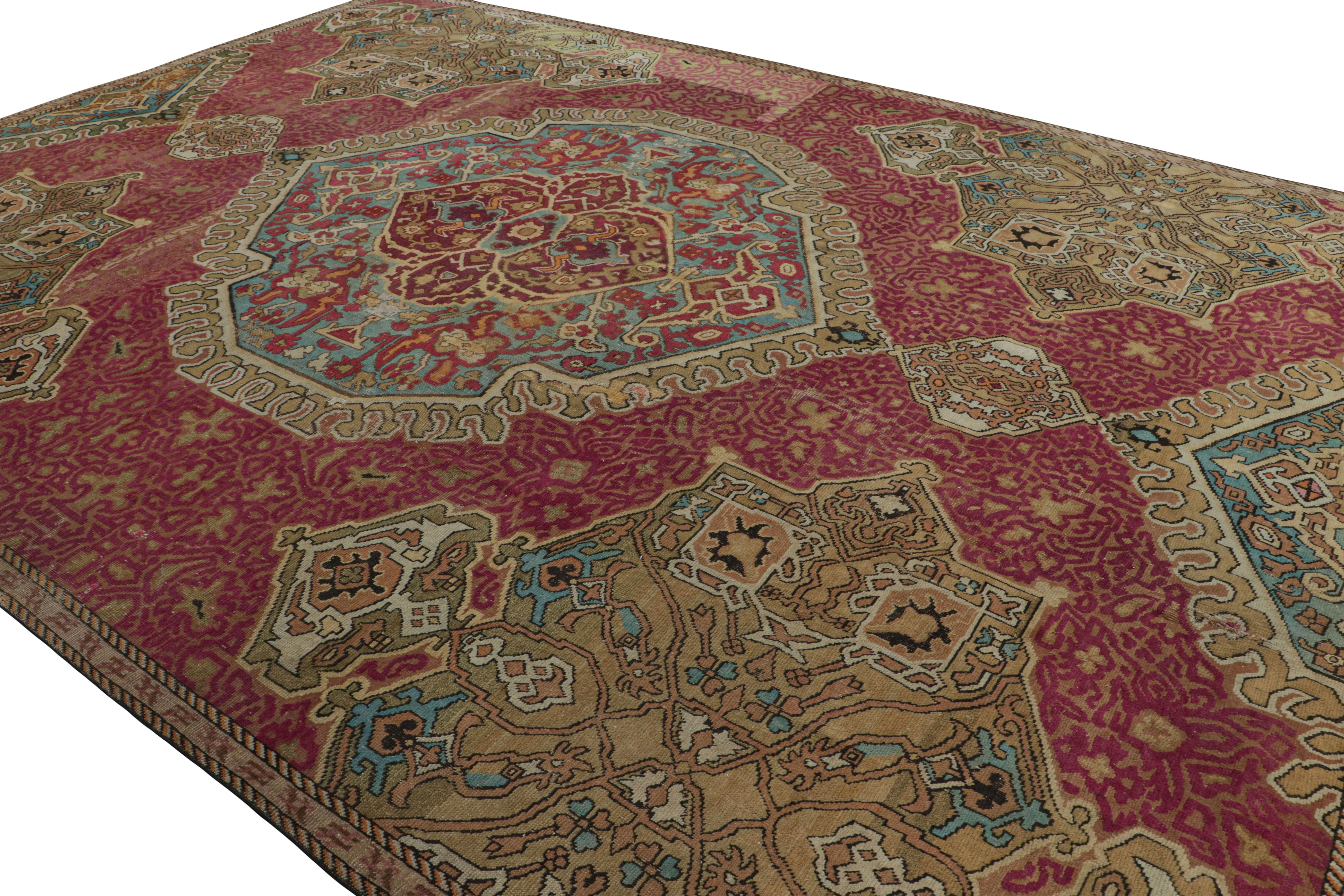 Hand-knotted in wool and originating from France circa 1740-1750, this 11x15 antique rug is a rare acquisition in both period and design—possibly among the works of Jean-Joseph Dumonds.   

On the Design: 

Connoisseurs will admire this design which