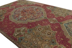 Antique Aubusson Rug in Red with Medallion Patterns, from Rug & Kilim