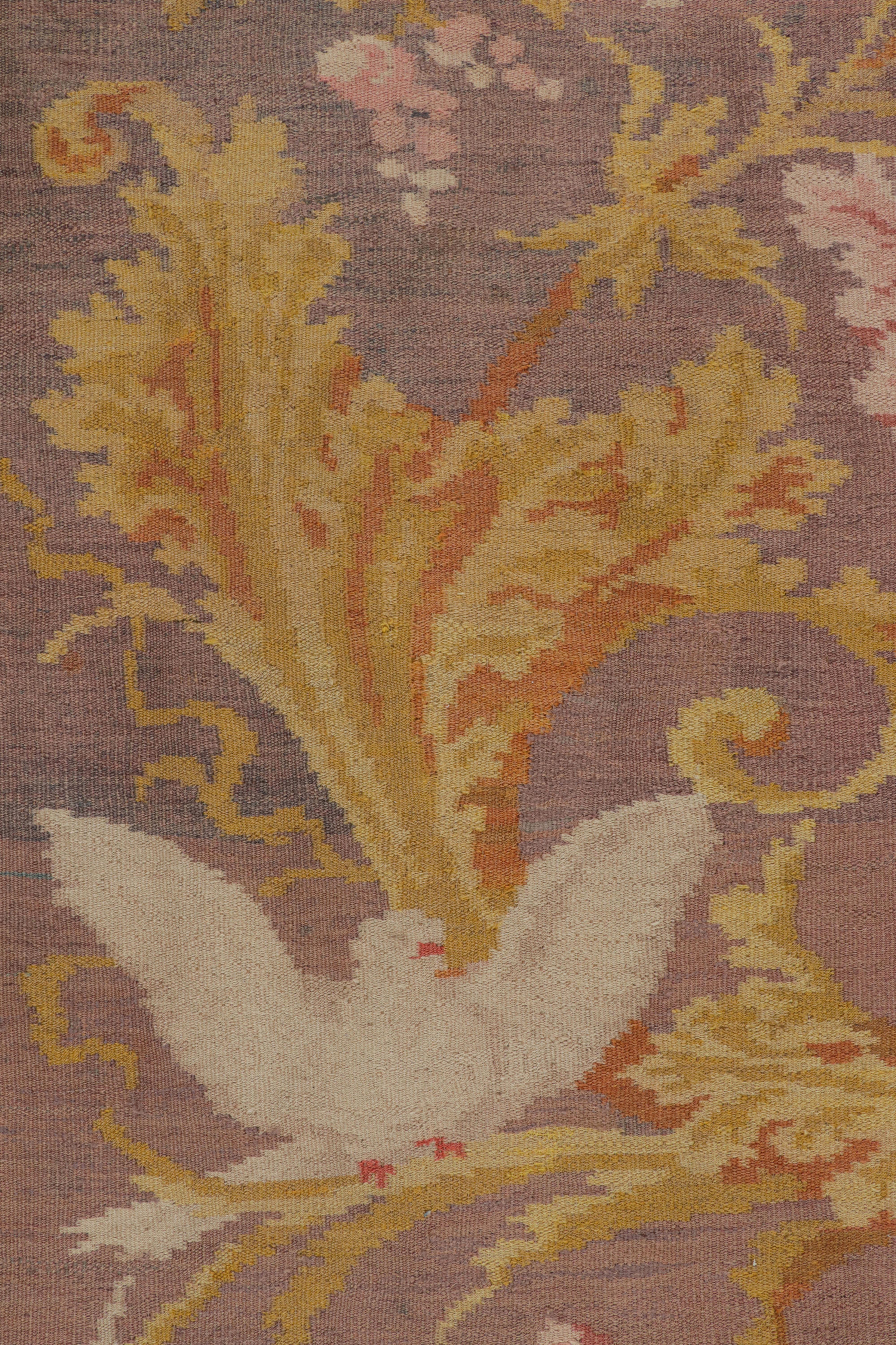 Antique Bessarabian Rug in Purple with Floral Pictorials In Good Condition For Sale In Long Island City, NY