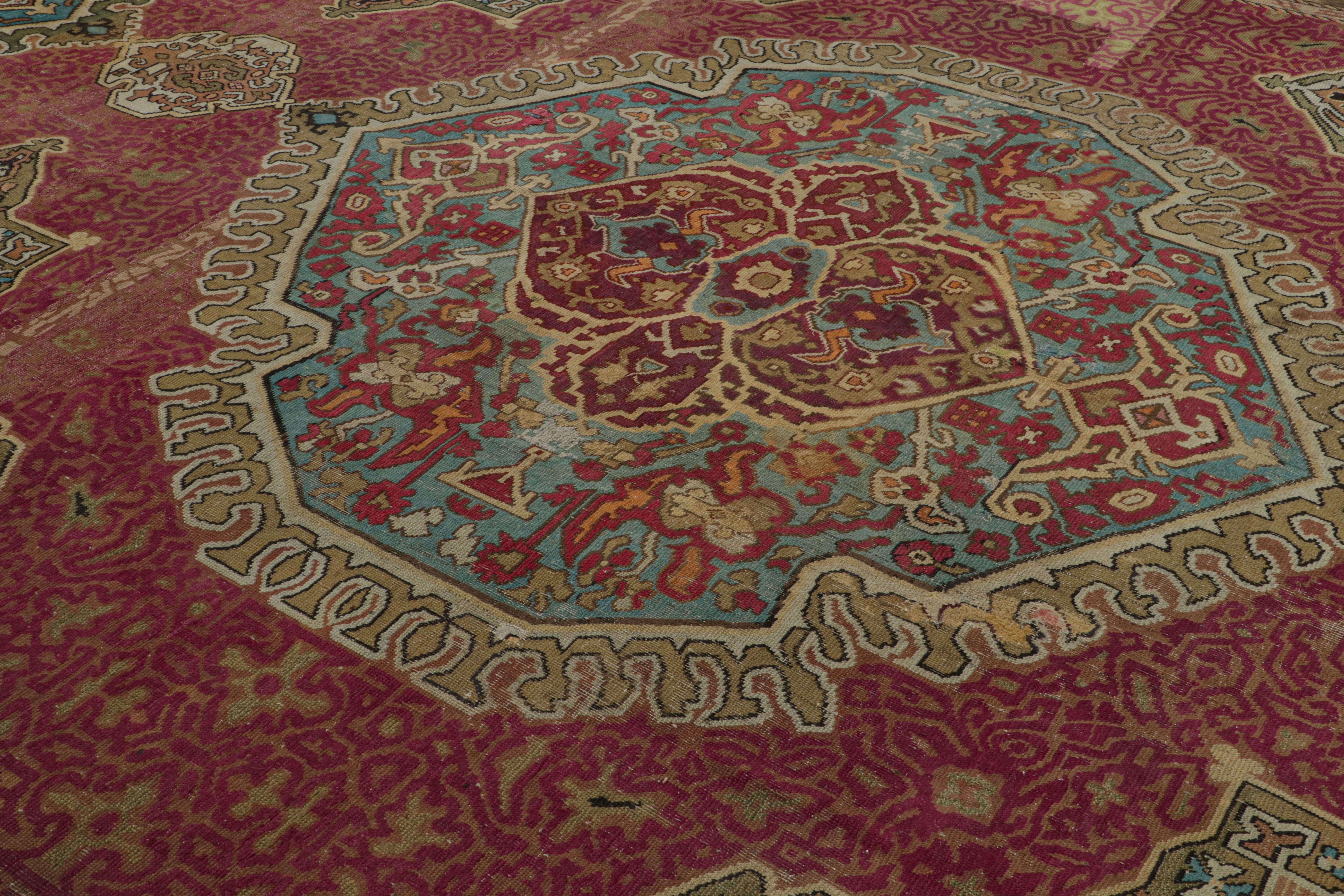 Antique Aubusson Rug in Red with Medallion Patterns, from Rug & Kilim  In Good Condition For Sale In Long Island City, NY