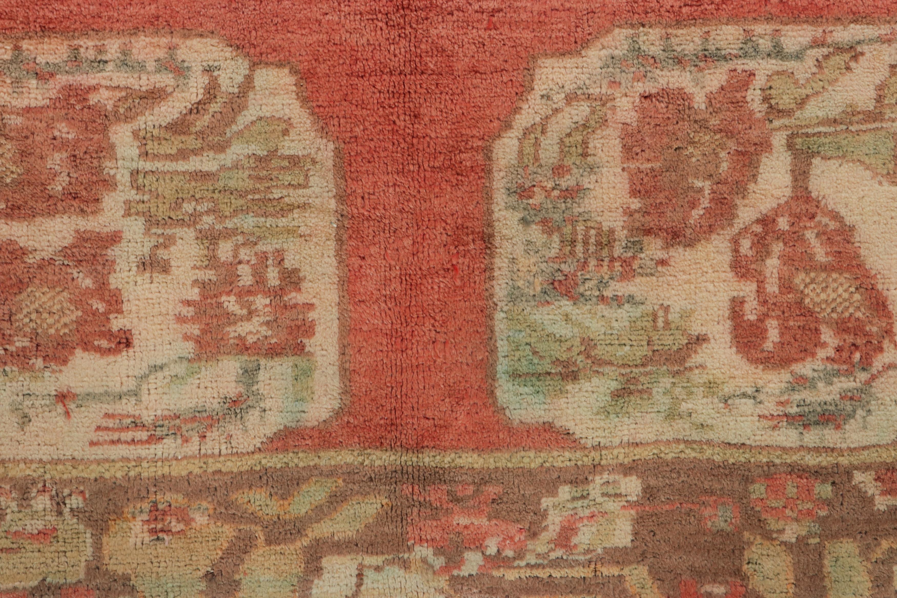 Turkish Antique Bessarabian Rug in Red and Green with Floral Medallion - Rug & Kilim For Sale